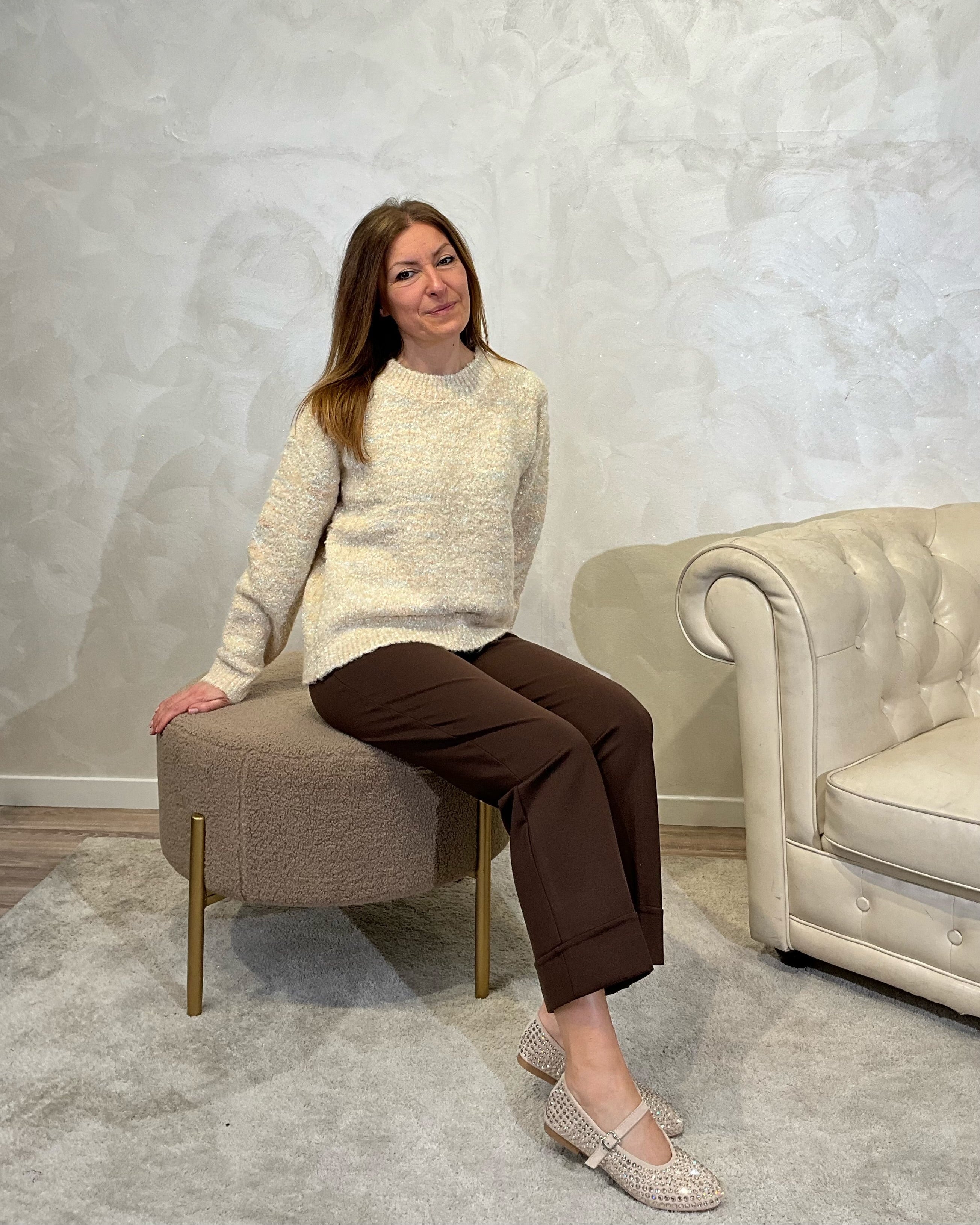 MAGLIA BICOLOR FILATO BORBIDOSO COL. PANNA