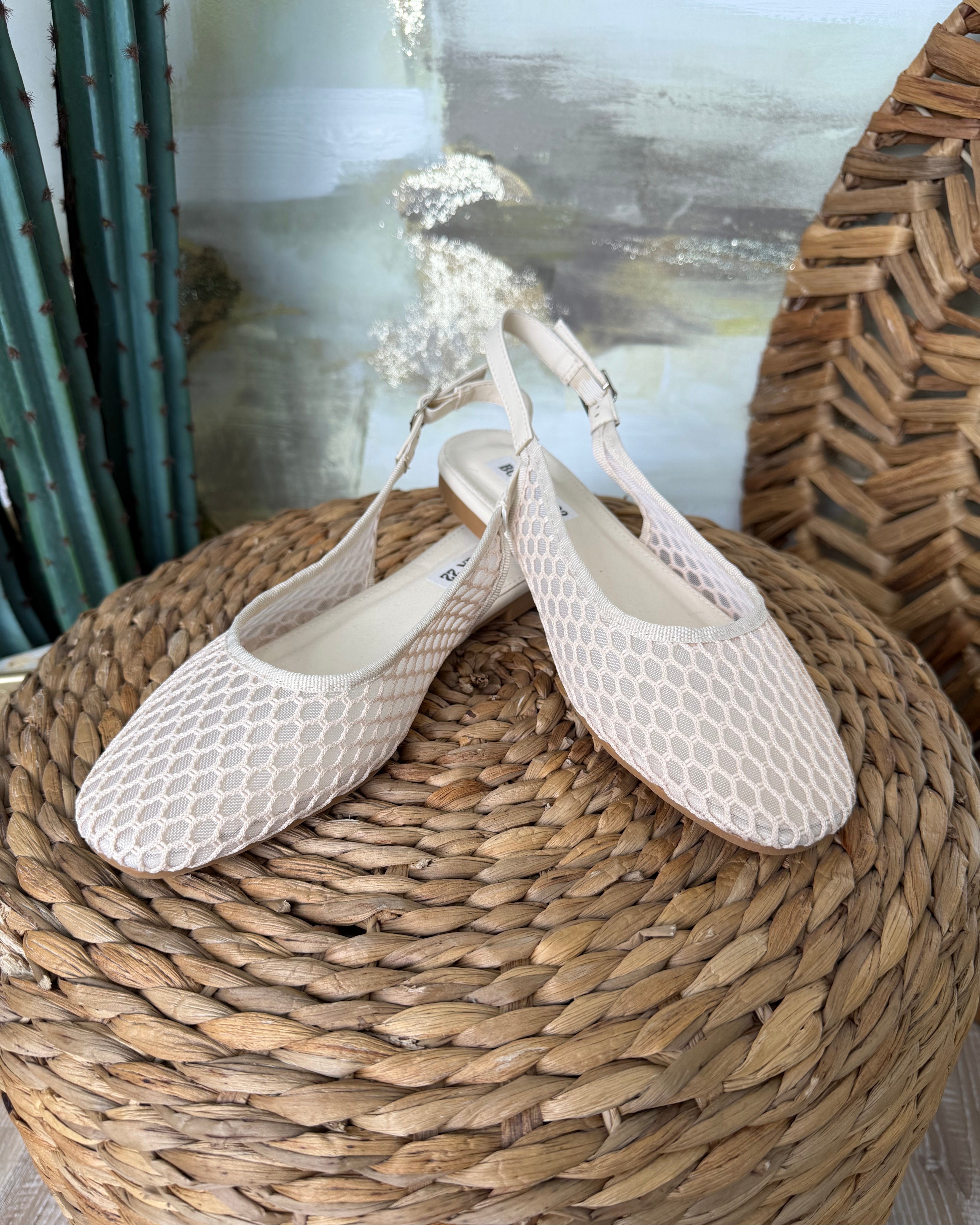 SLINGBACK IN MESH A NIDO D’APE NUDE