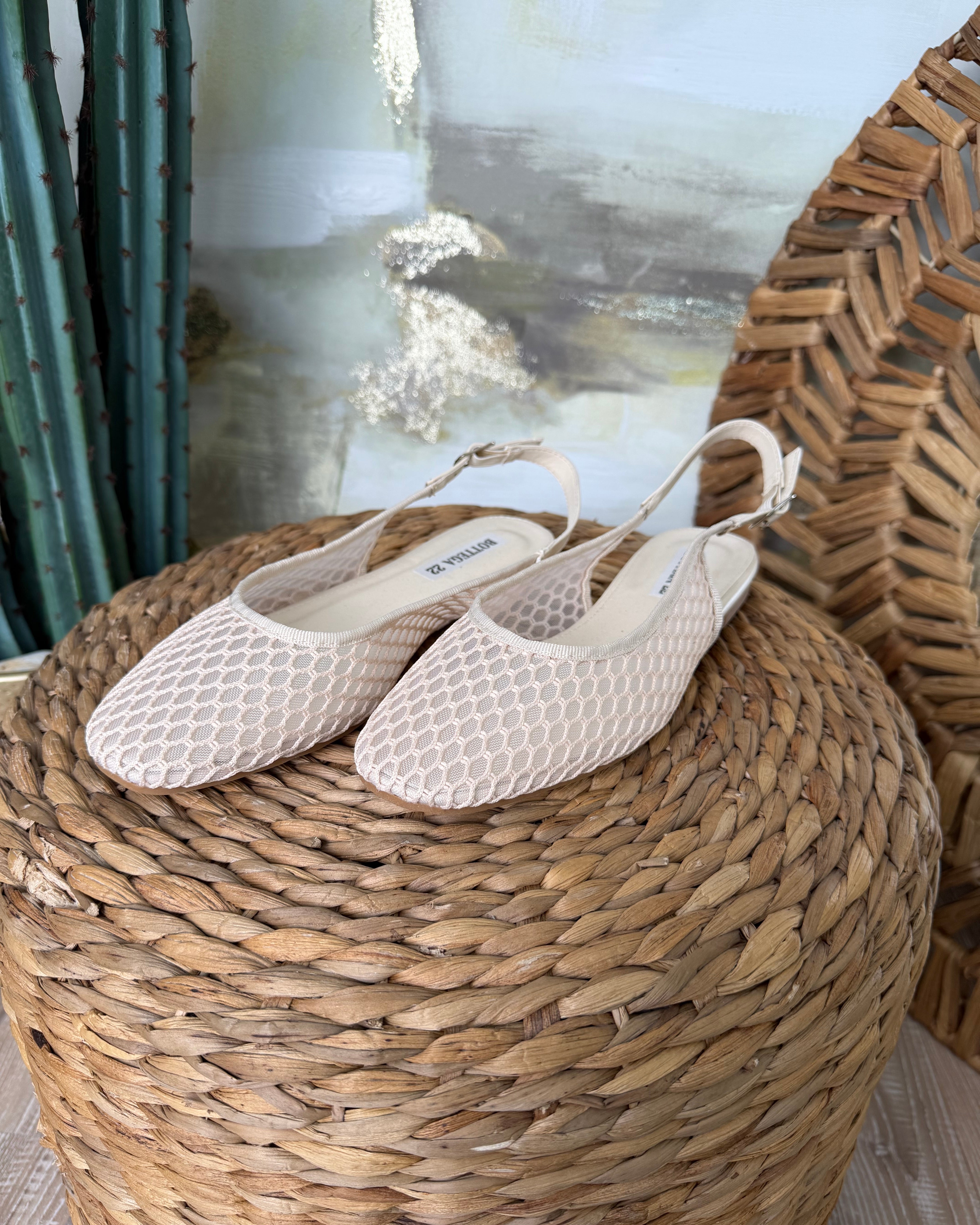 SLINGBACK IN MESH A NIDO D’APE NUDE
