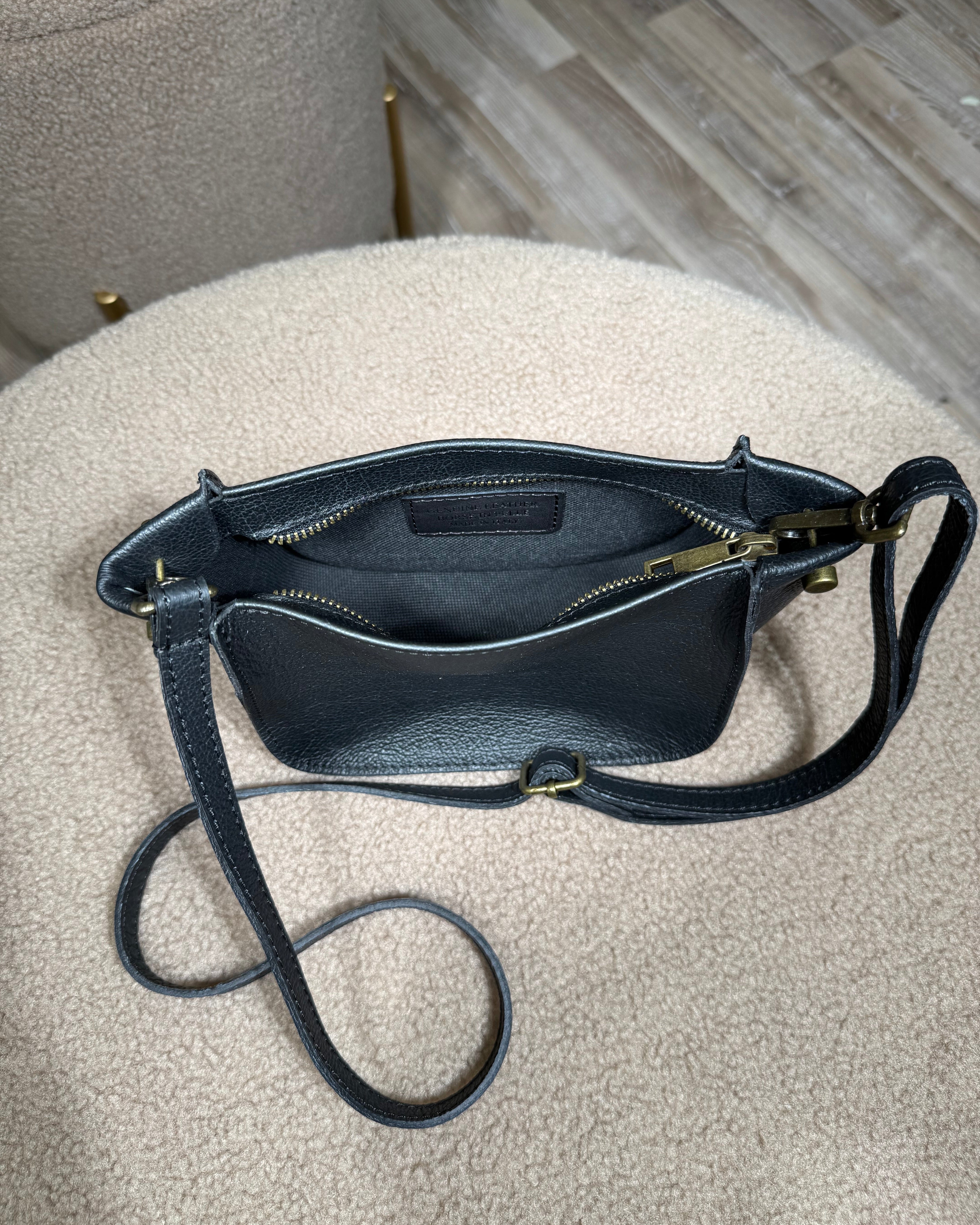 BORSA COMPATTA VERA PELLE COL.NERO