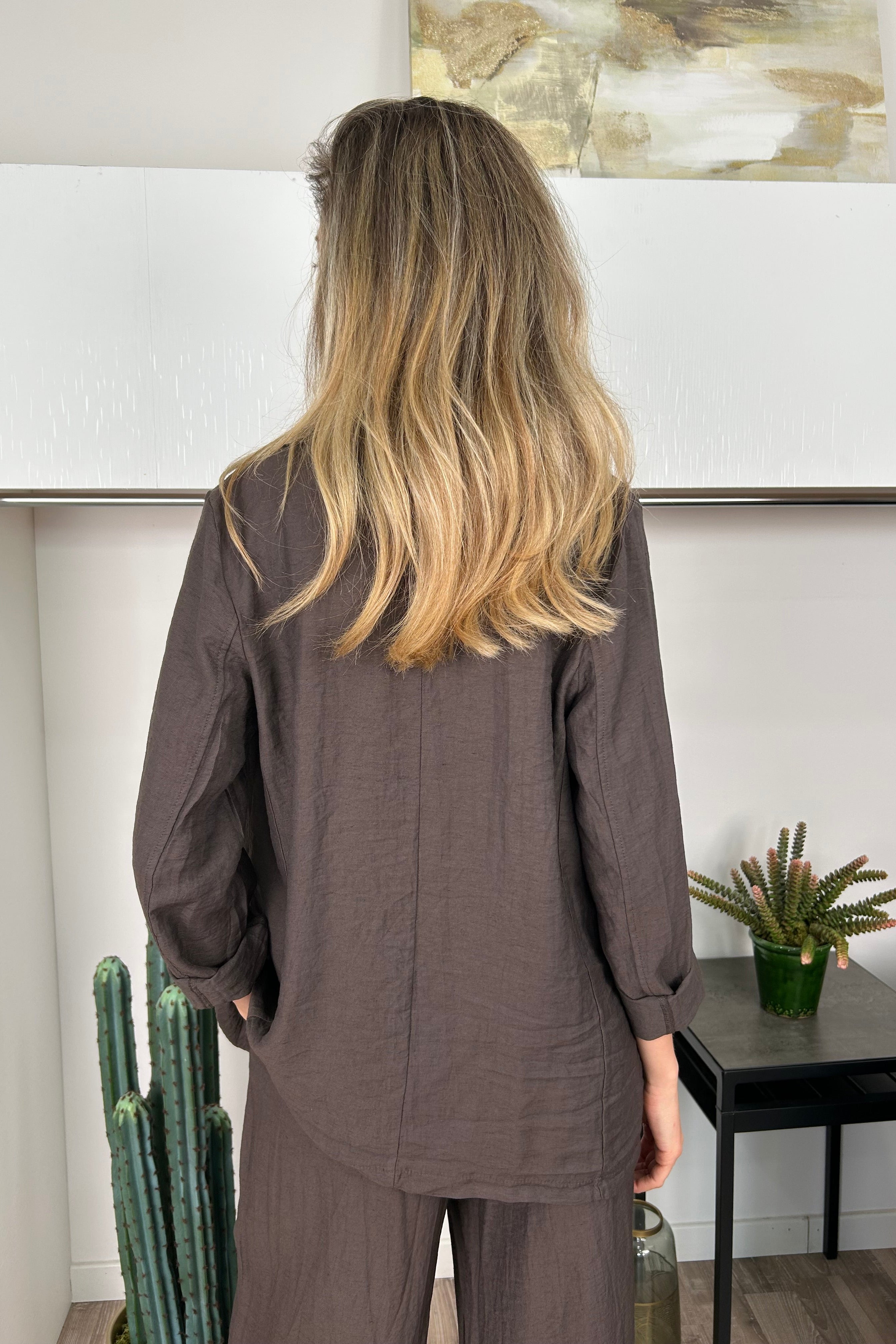 COMPLETO IN TENCEL/LINO RELAX FIT COL. CAFFE