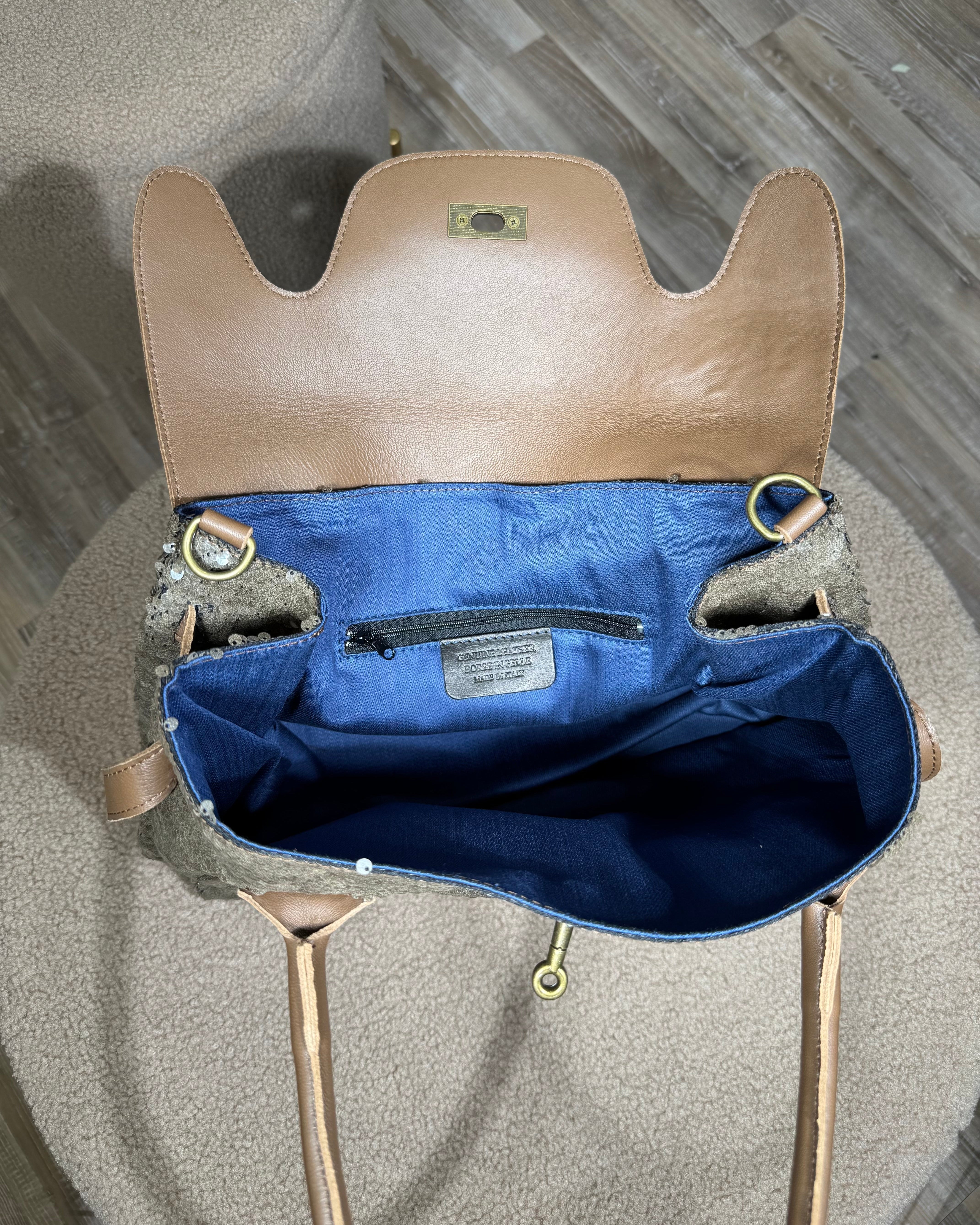 BORSA CON PAILLETTES COL.MARRONE