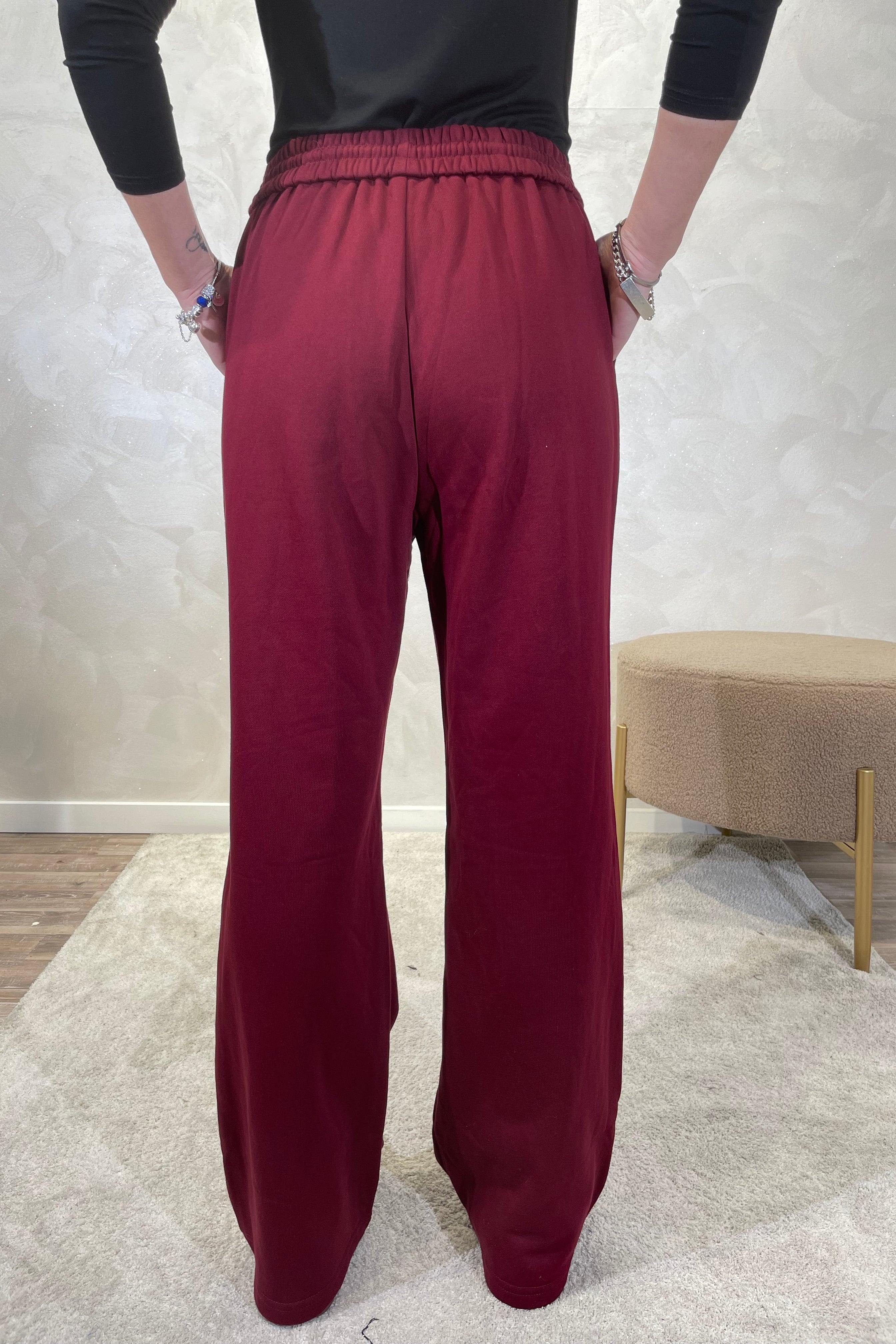 PANTALONE DI FELPA CON COULISSE COL. BORDEAUX