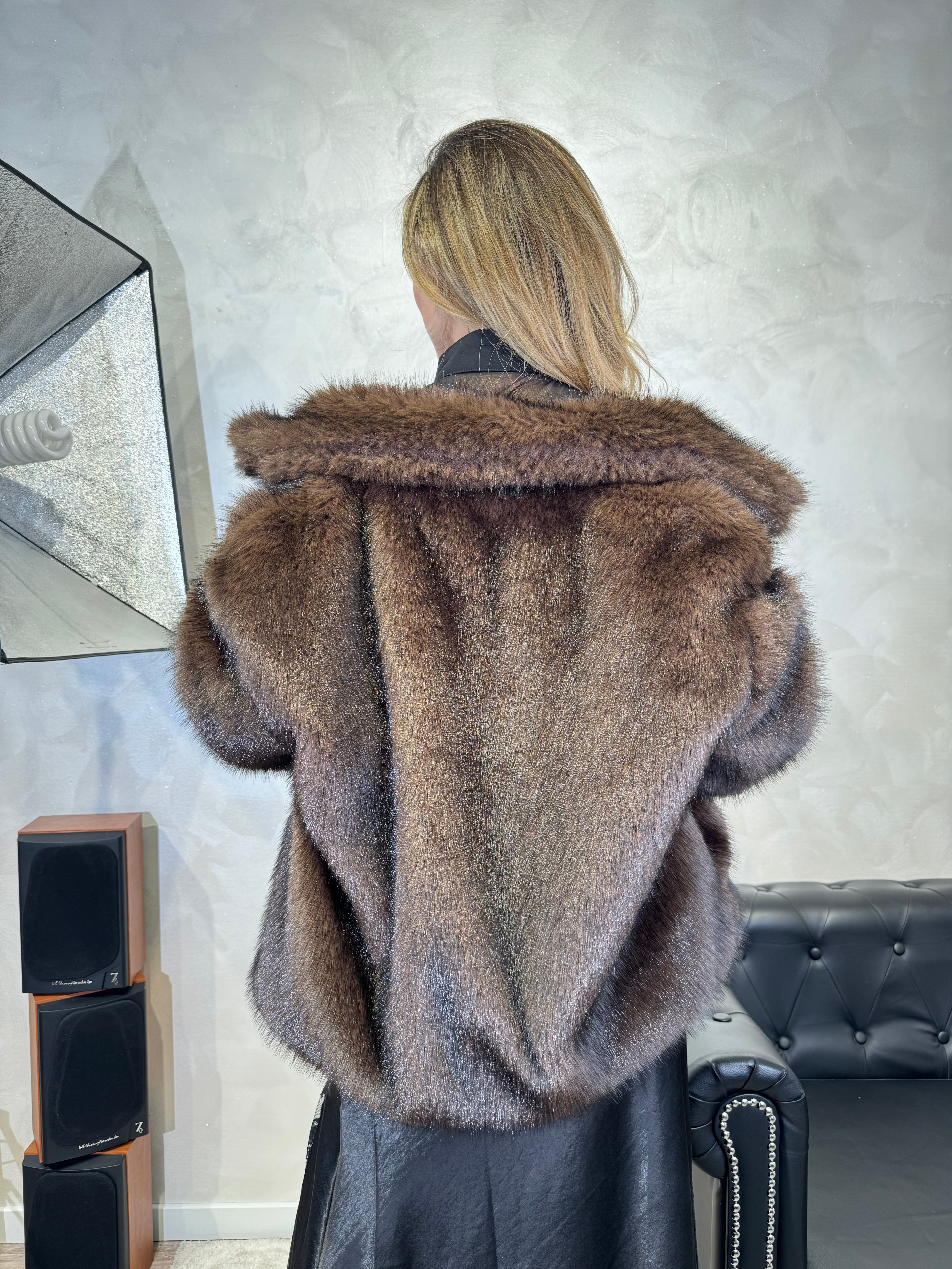 GIACCA IN ECOPELLICCIA REVERSIBILE COL. NERO