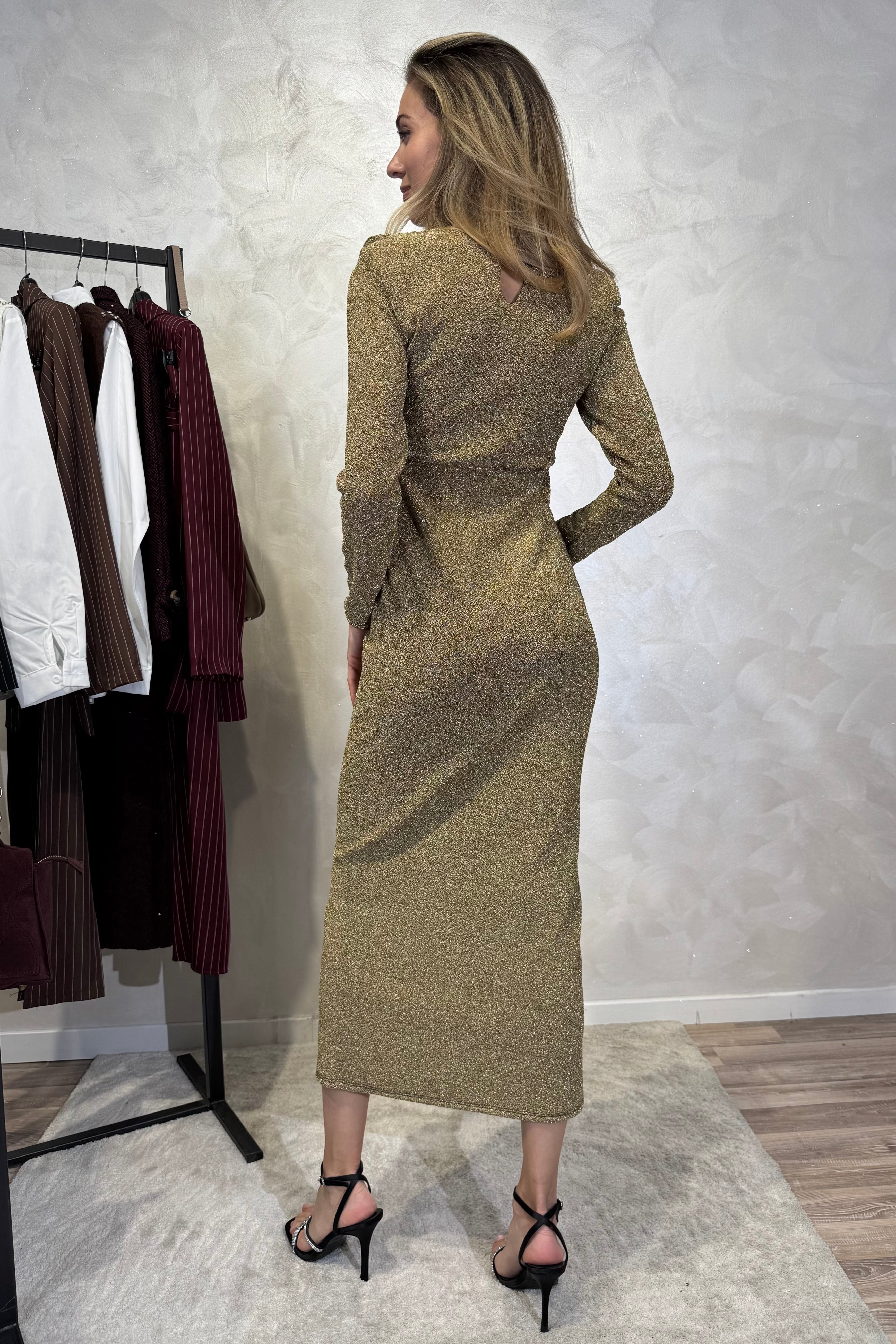 ABITO LUNGO ARRICCIATO LUREX COL. ORO