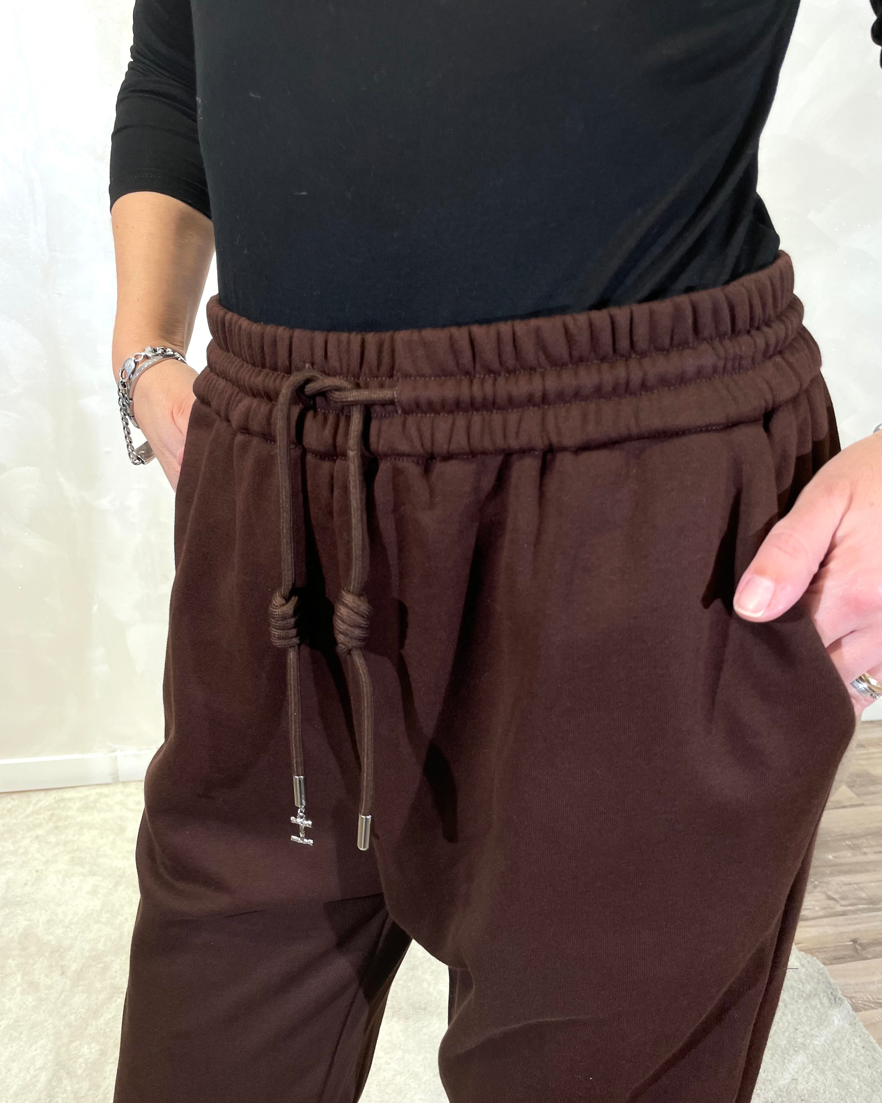 PANTALONE DI FELPA CON COULISSE COL. MORO