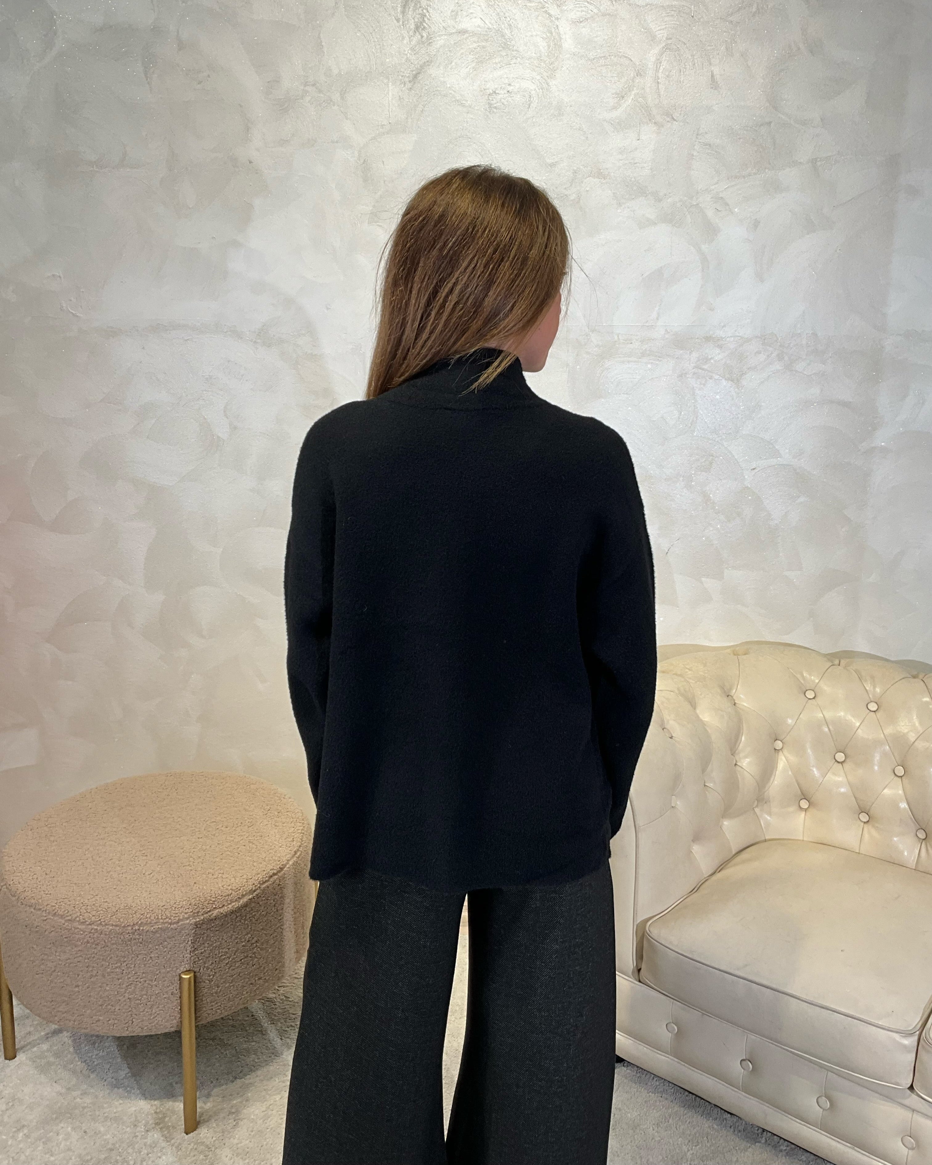 GIACCA COLLO LUPETTO TESSUTO DOPPIO COL NERO