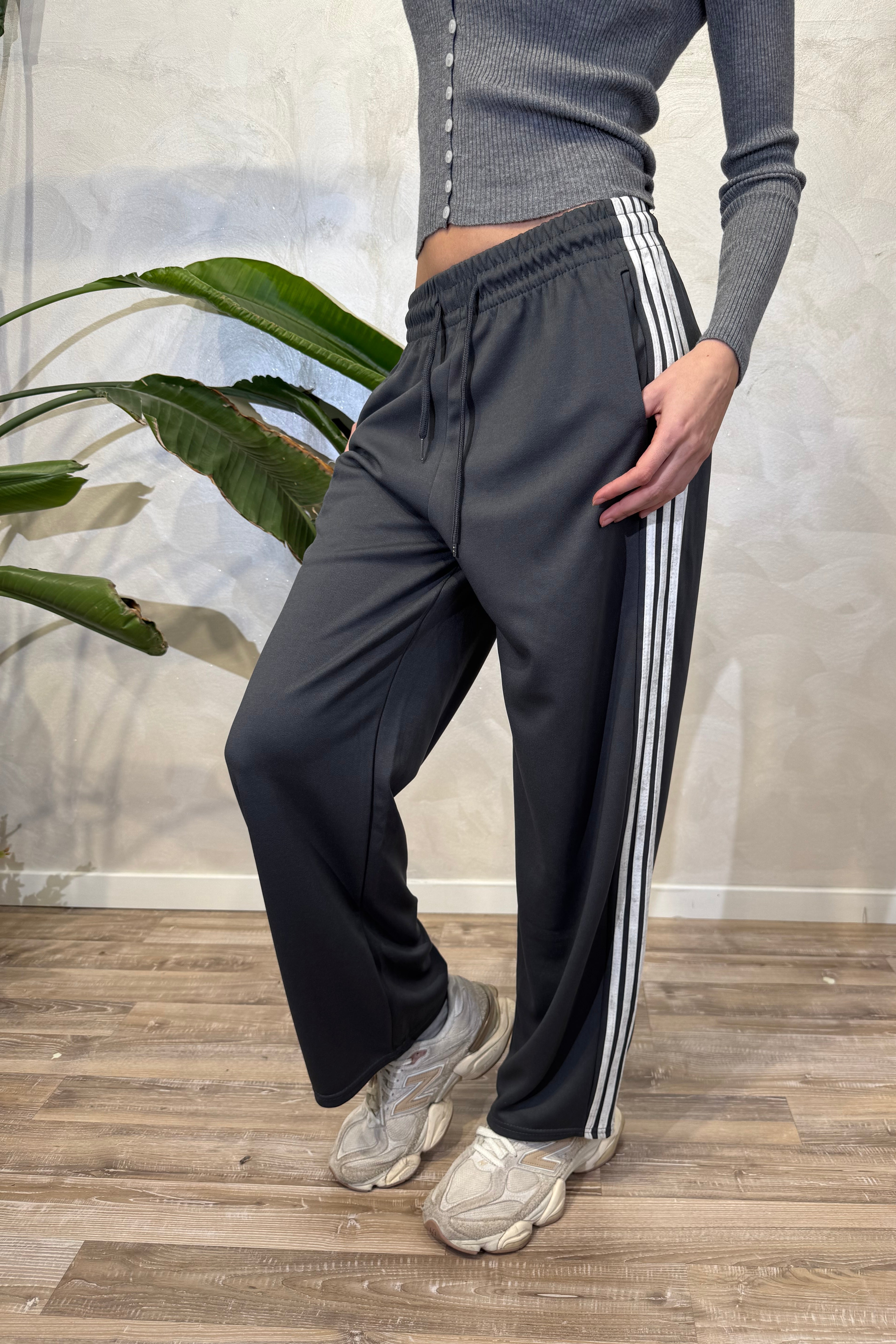JOGGER STRIPE PANTA CON BANDE LATERALI COL. ASFALTO