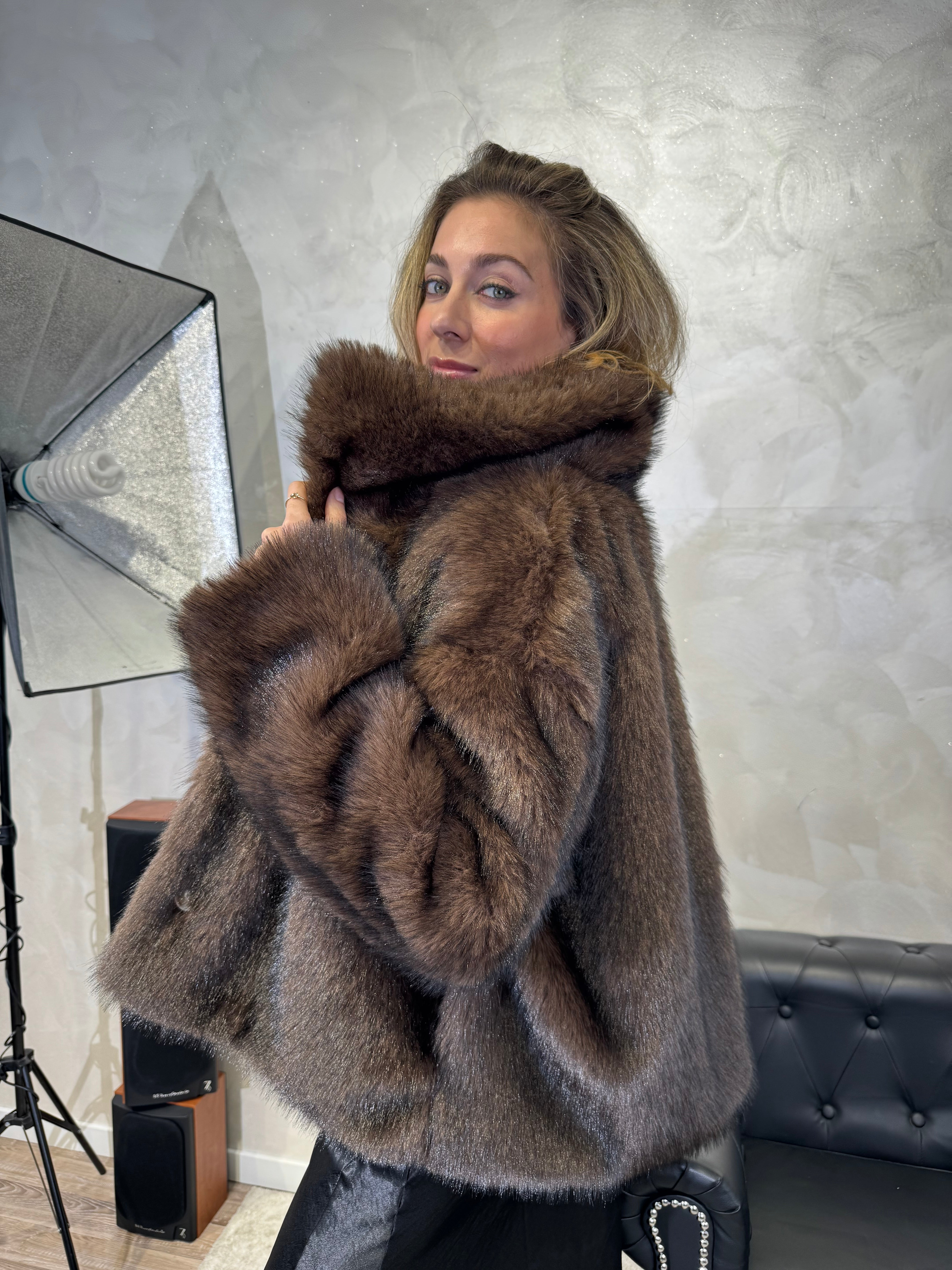 GIACCA IN ECOPELLICCIA REVERSIBILE COL. NERO