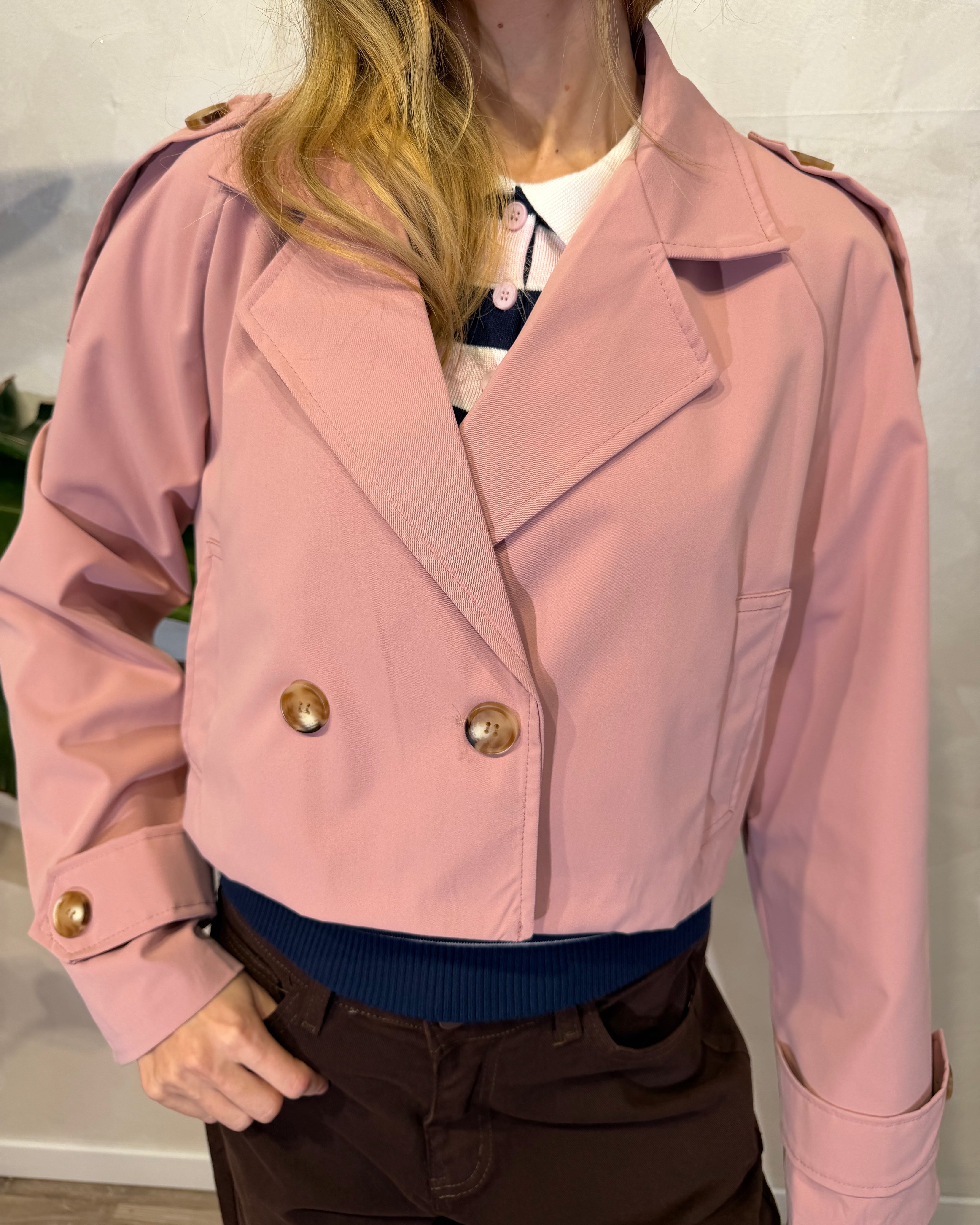 TRENCH CORTO IN GABARDINA 2 BOTTINI COL. ROSA CIPRIA