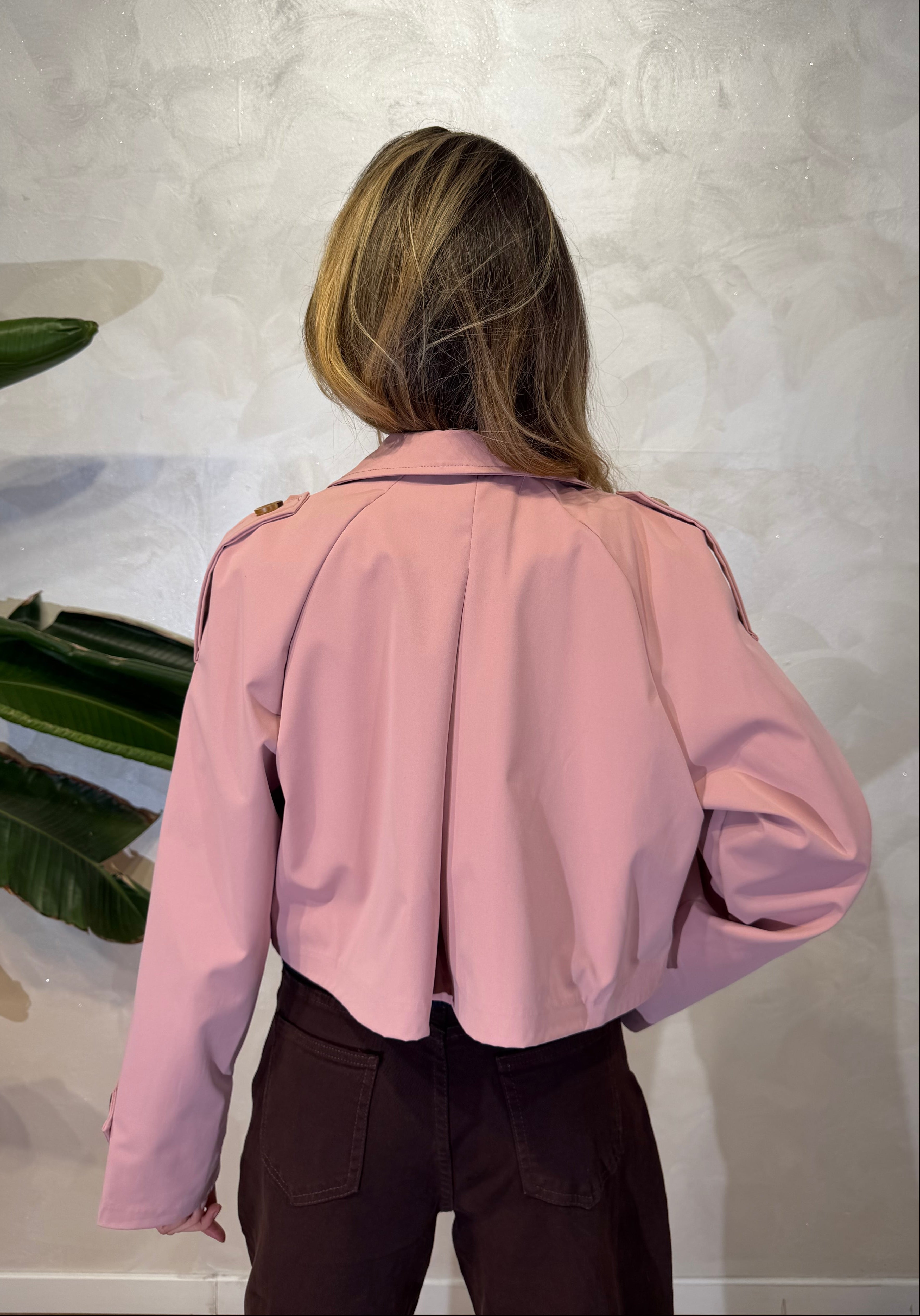 TRENCH CORTO IN GABARDINA 2 BOTTINI COL. ROSA CIPRIA