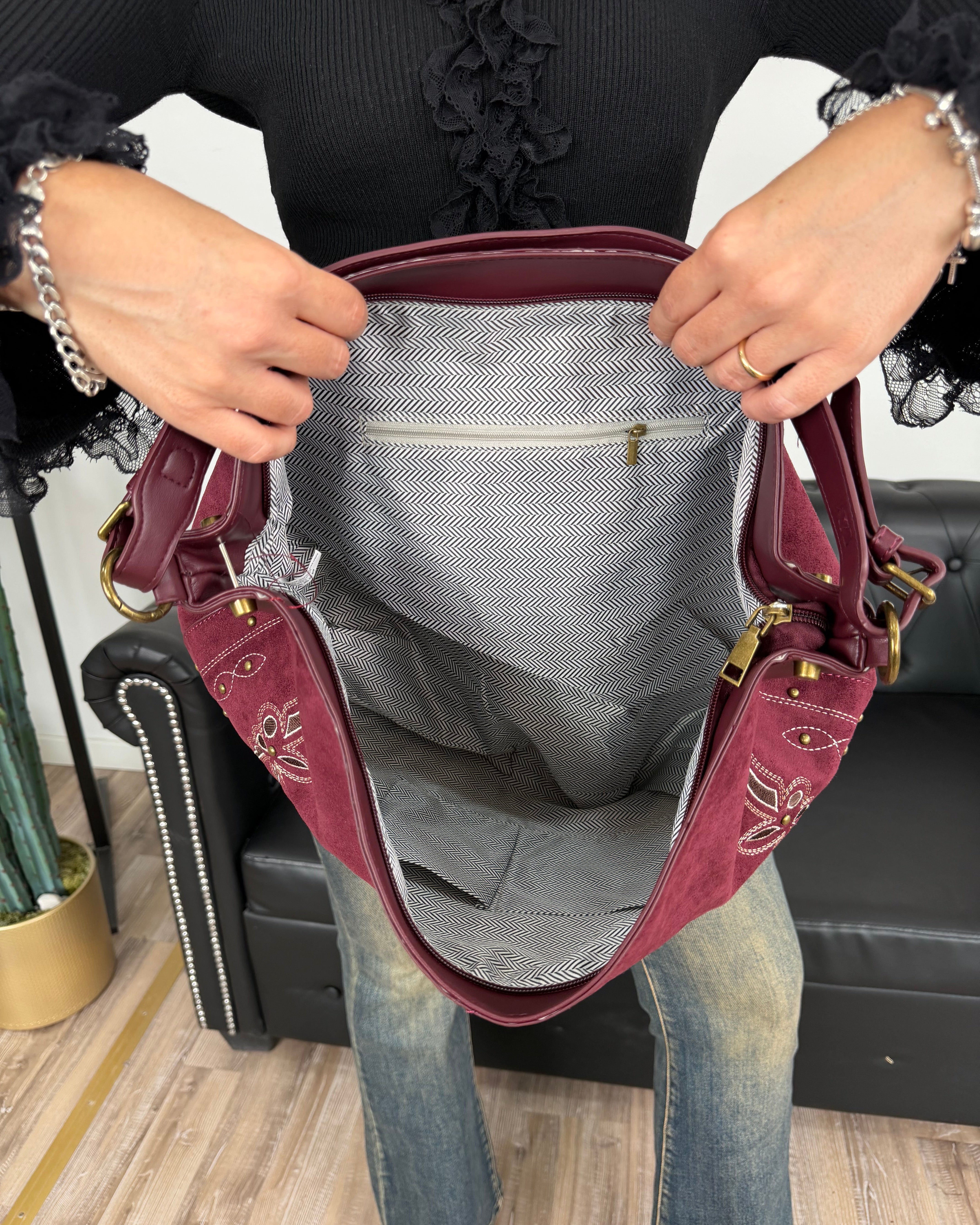 BORSA HOBO SCAMOSCIATA BOHO COL. BORDEAUX