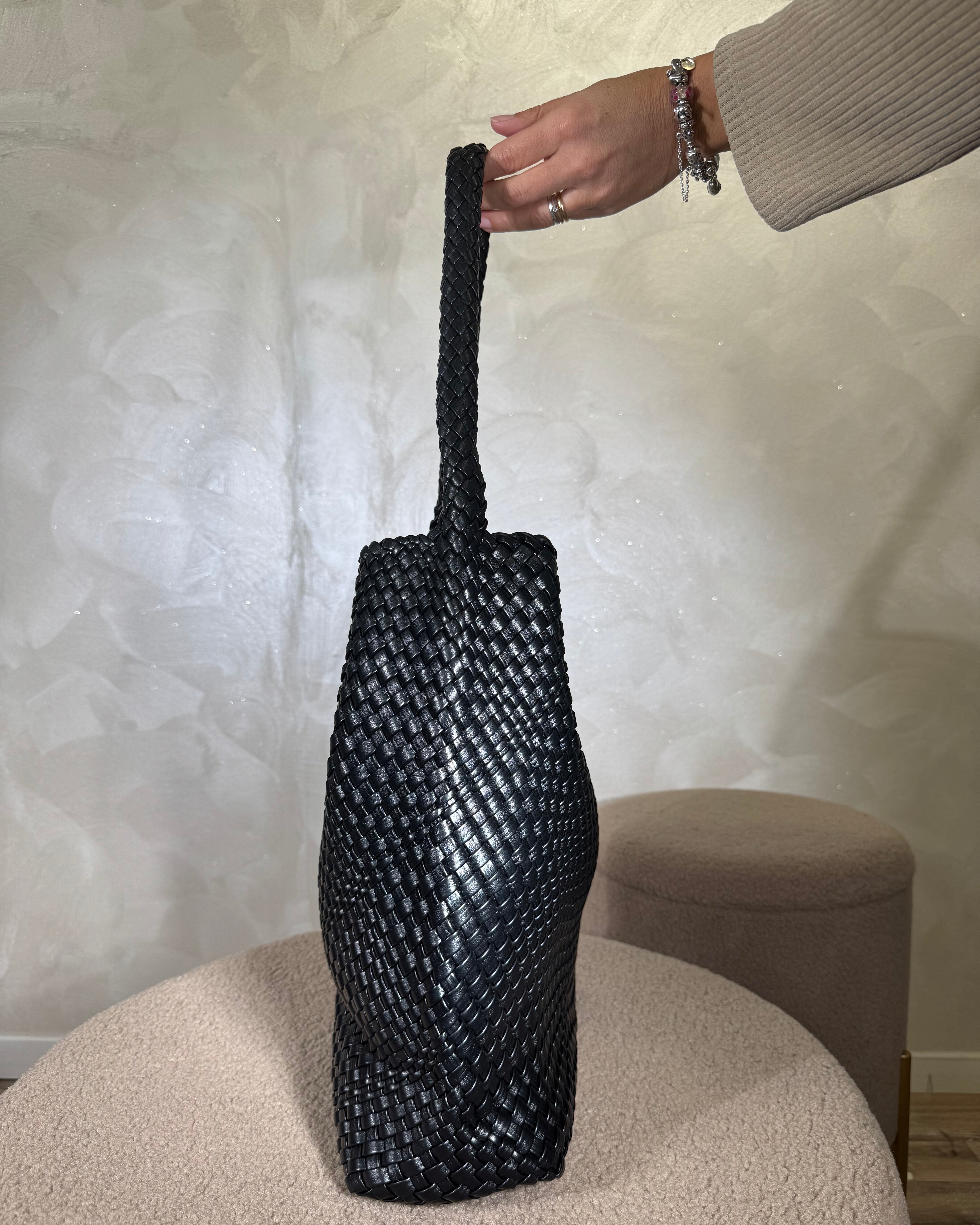 BORSA INTRECCIATA ECOPELLE COL. NERO