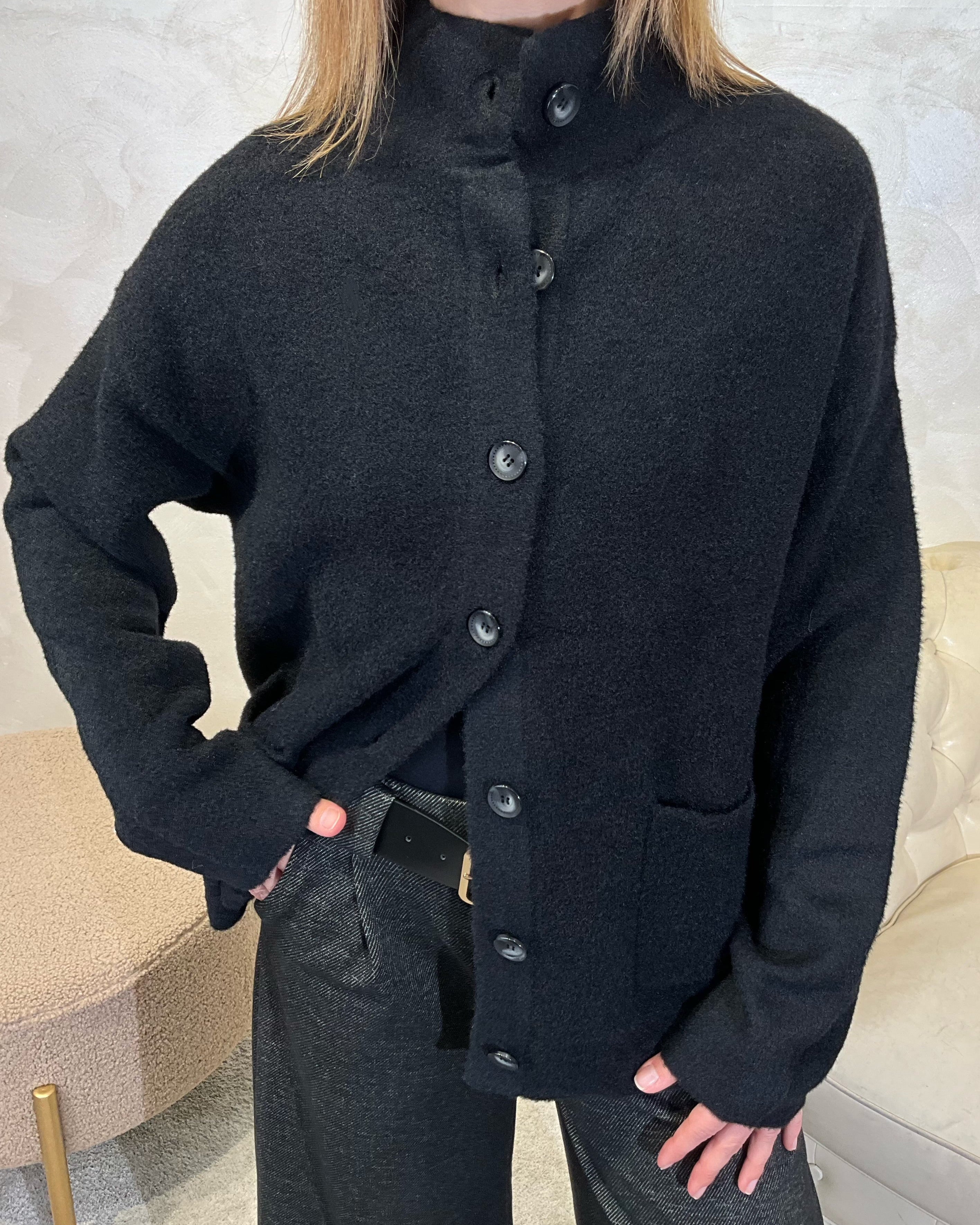 GIACCA COLLO LUPETTO TESSUTO DOPPIO COL NERO