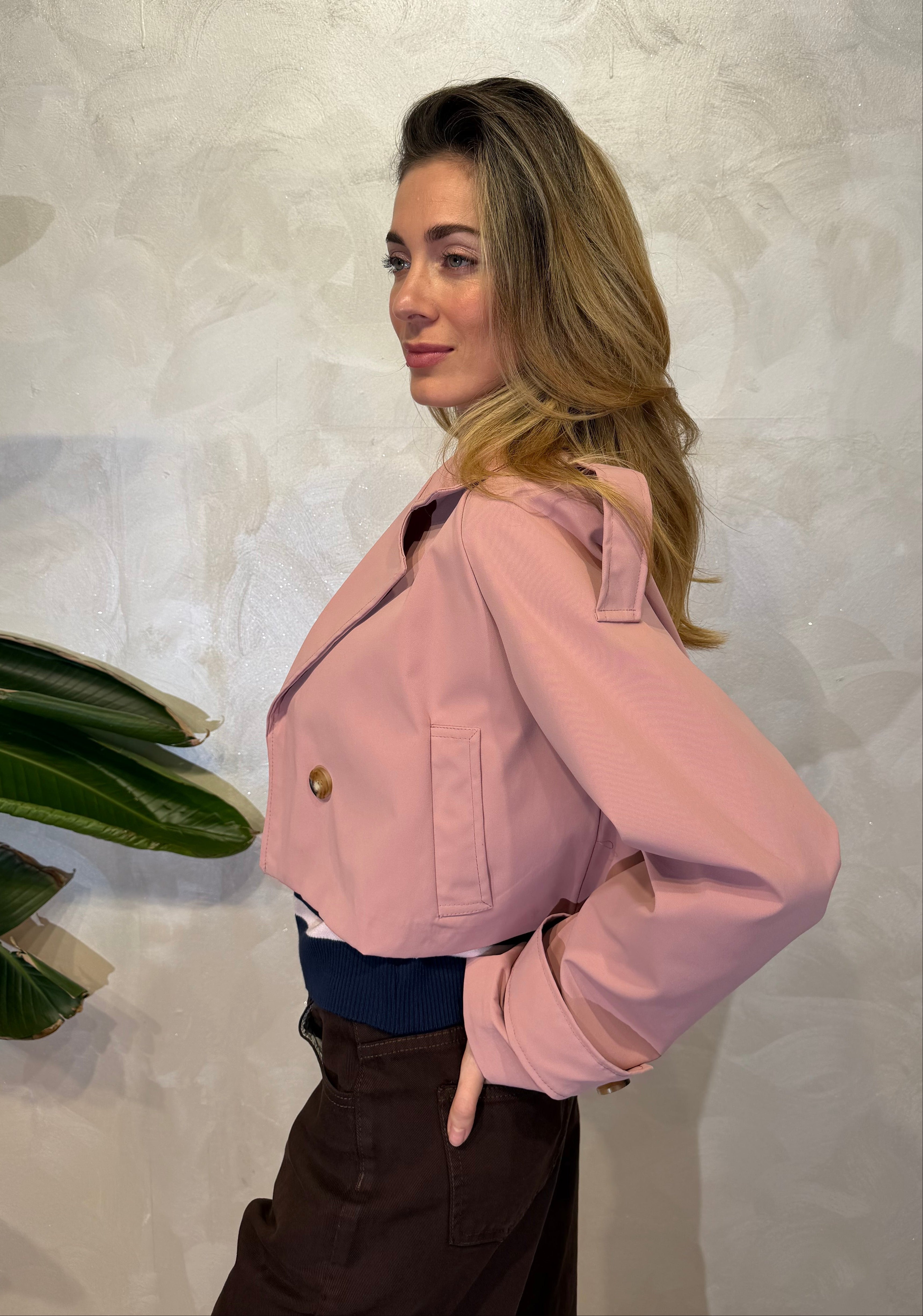 TRENCH CORTO IN GABARDINA 2 BOTTINI COL. ROSA CIPRIA
