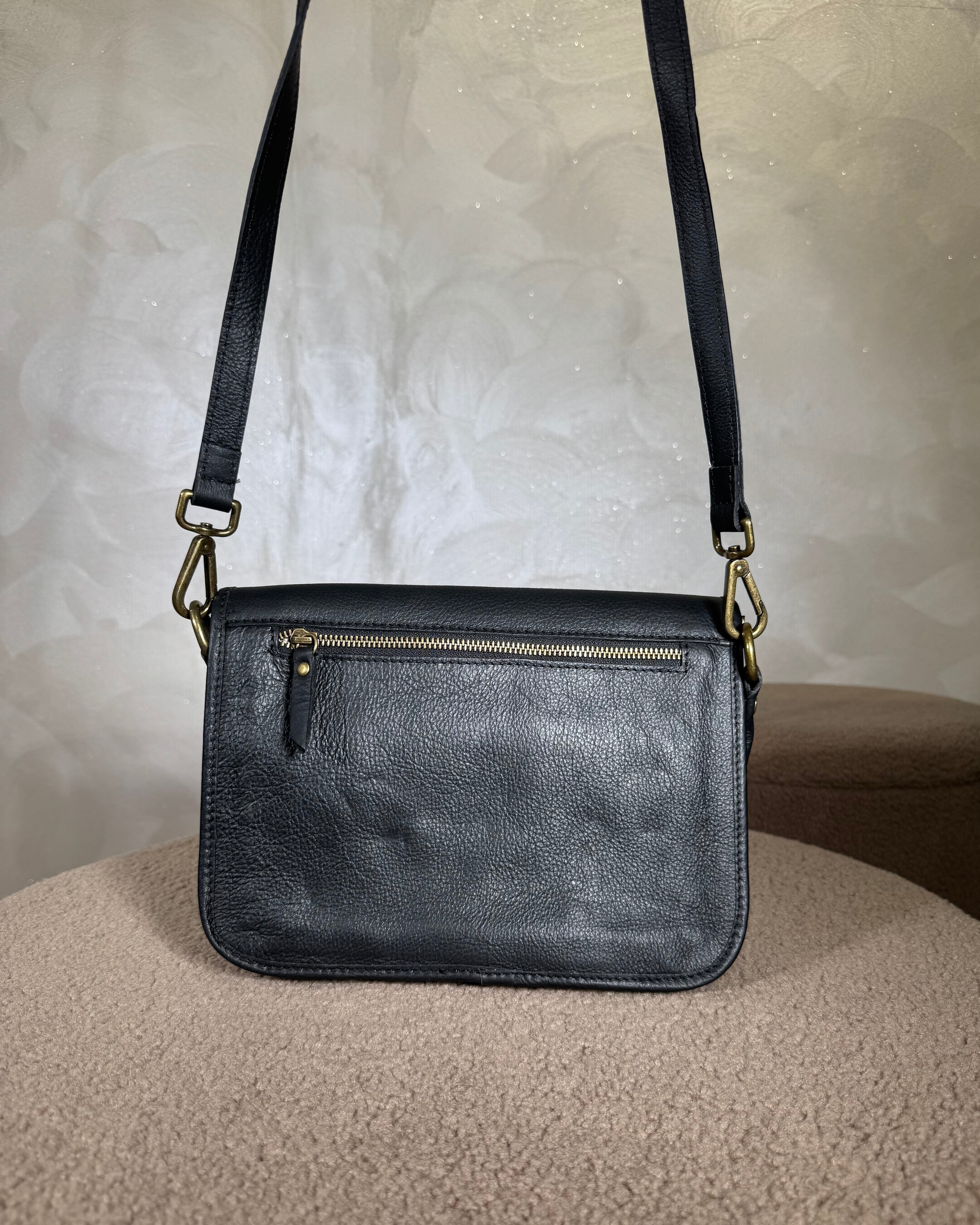 BORSA VERA PELLE DOPPIA FIBBIA COL.NERO