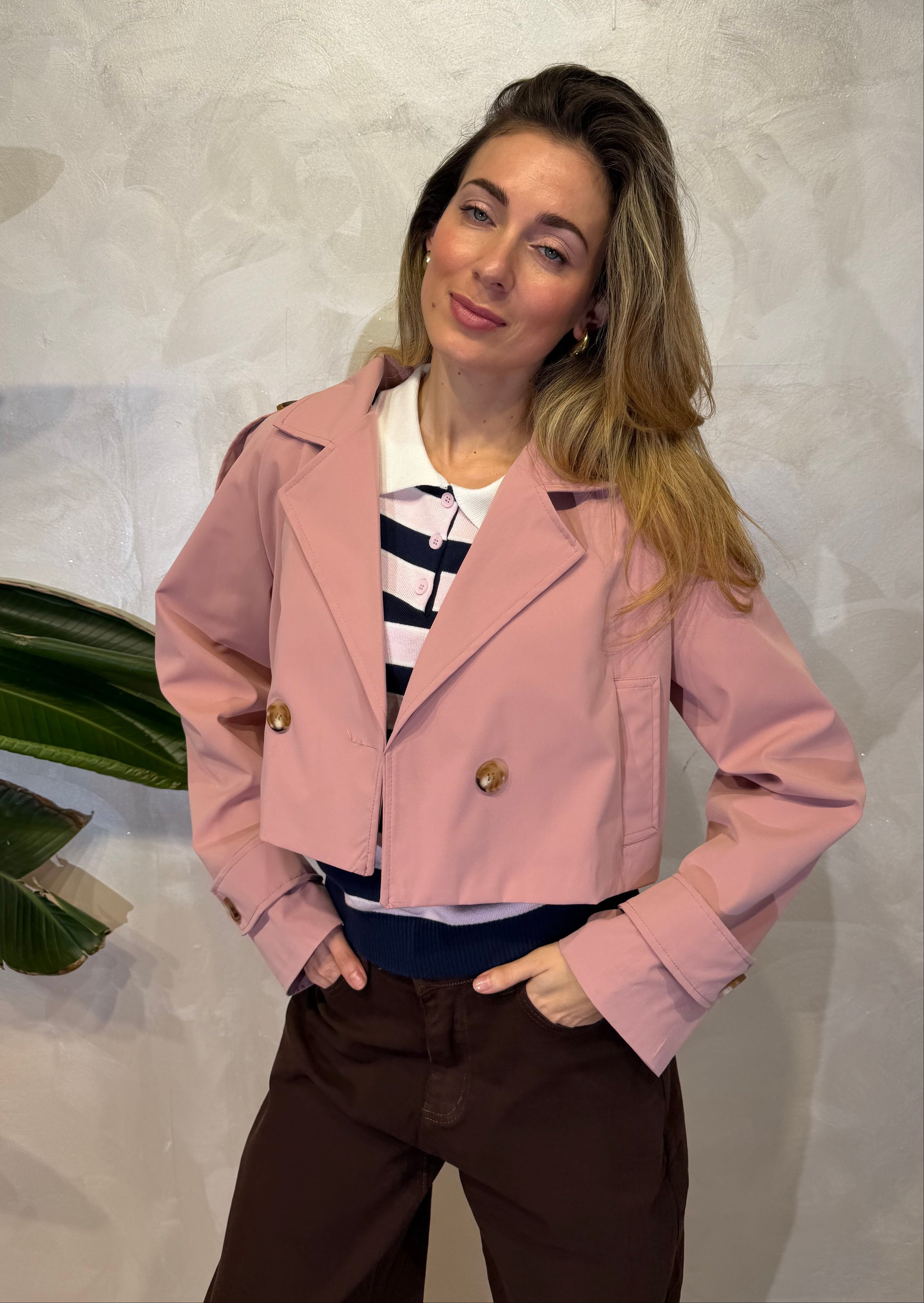 TRENCH CORTO IN GABARDINA 2 BOTTINI COL. ROSA CIPRIA