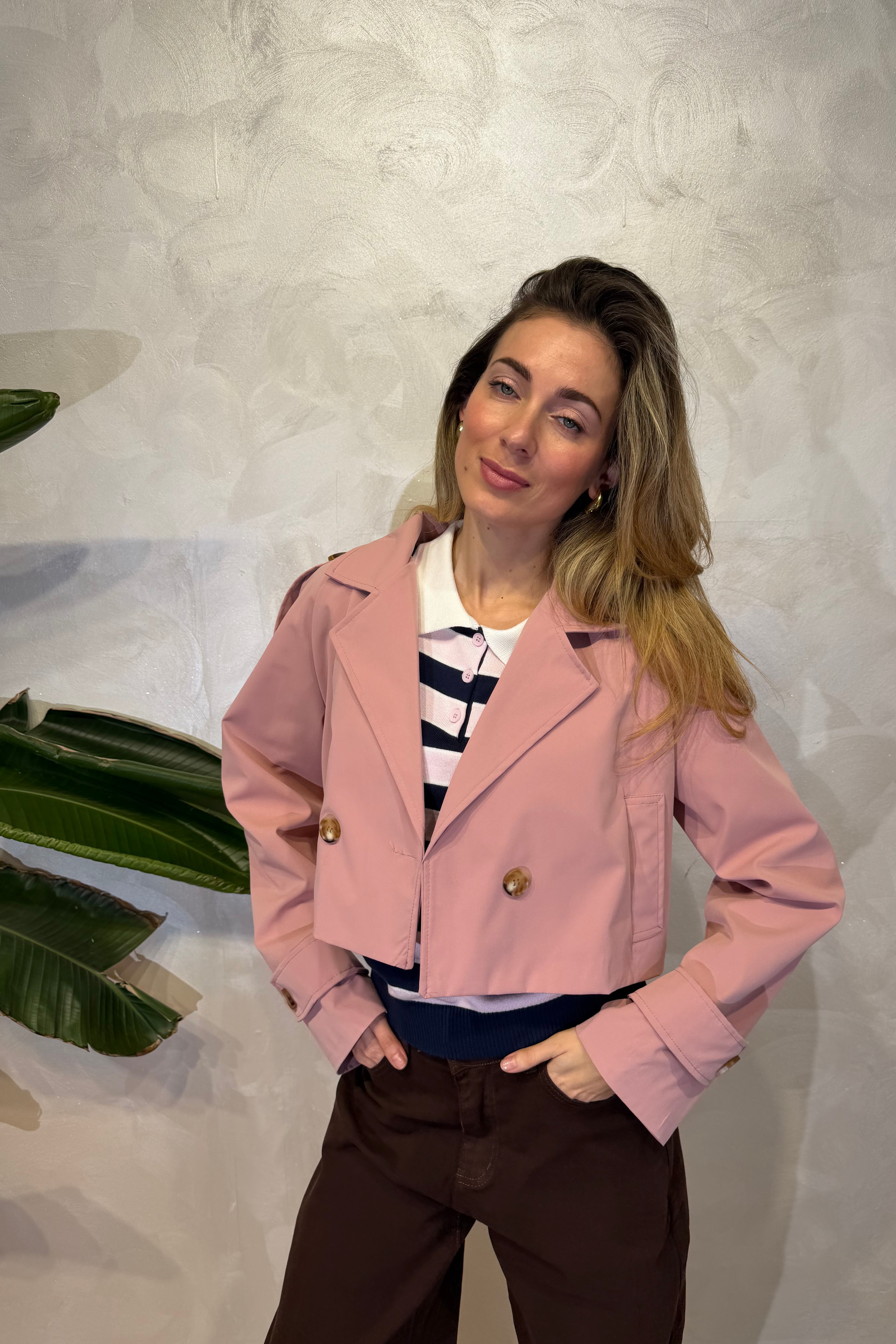 TRENCH CORTO IN GABARDINA 2 BOTTINI COL. ROSA CIPRIA