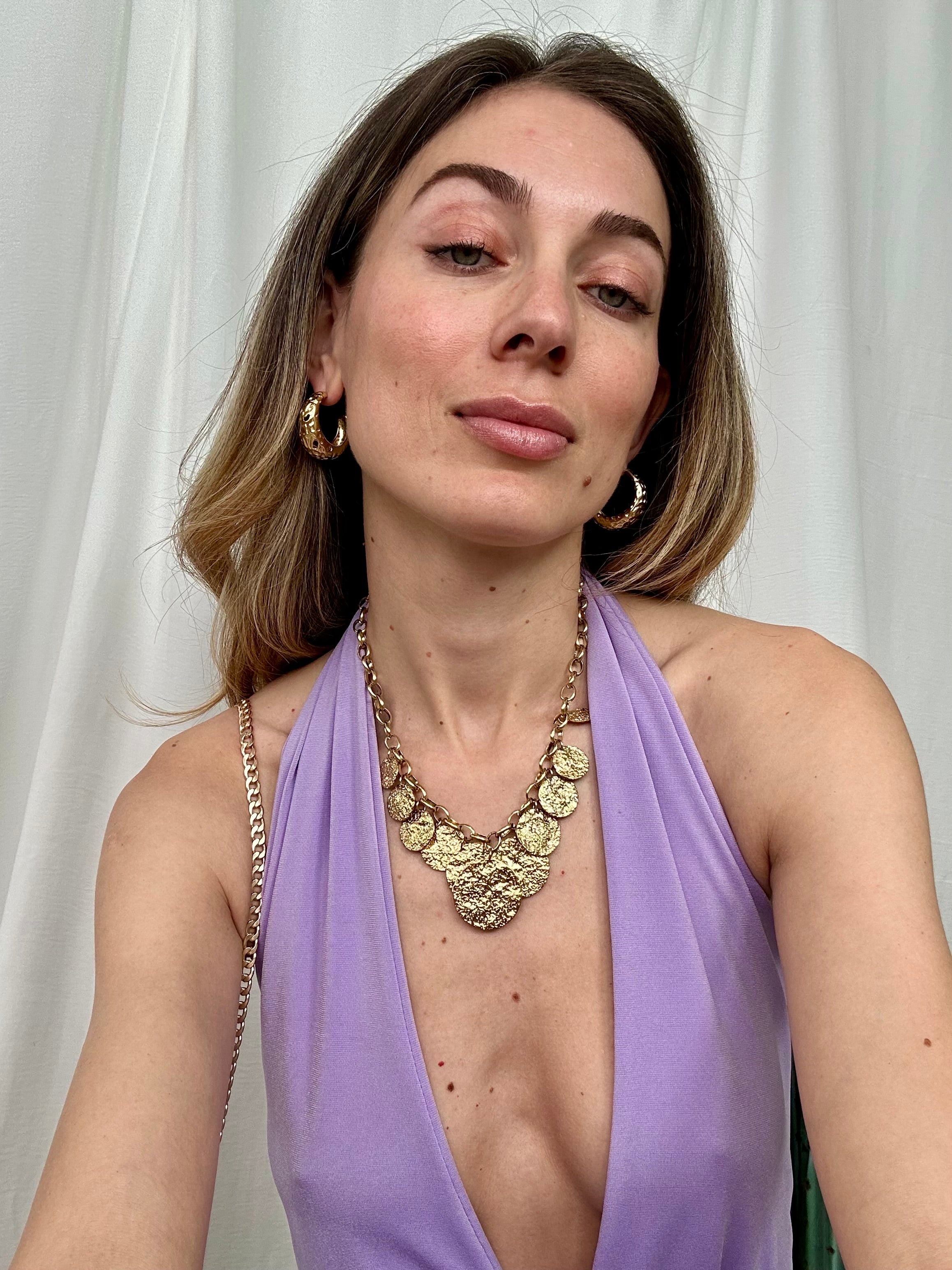 COLLANA DORATA CON DISCHI MARTELLATI