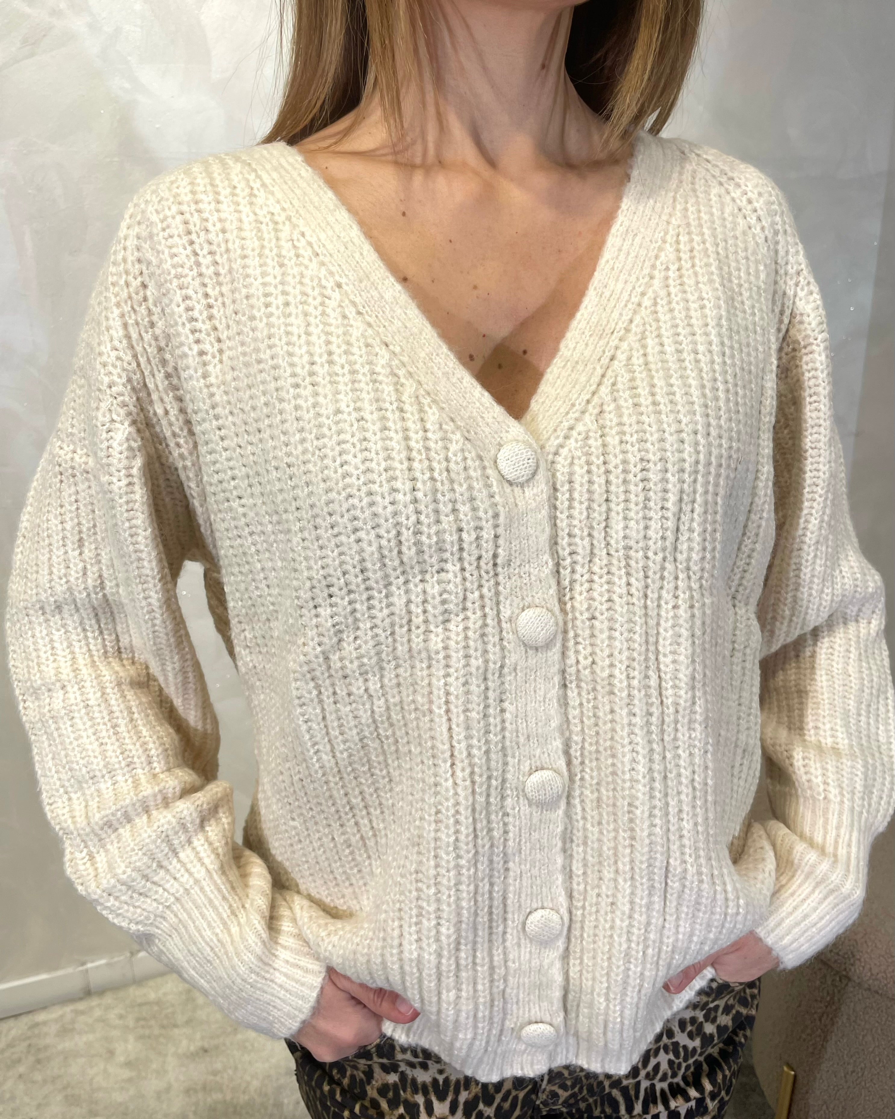 CARDIGAN COSTA INGLESE MANICA RAGLAN COL.PANNA