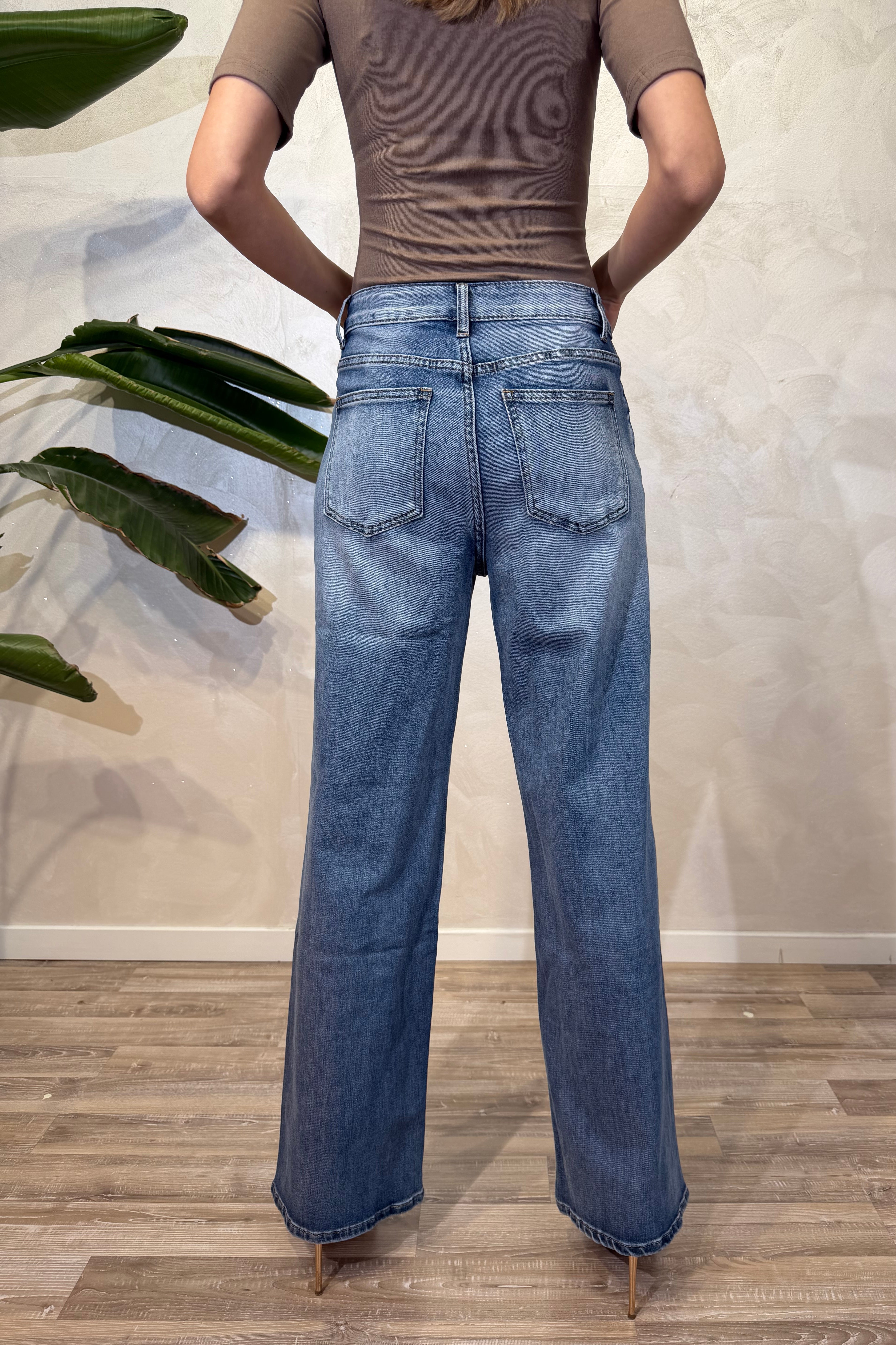 JEANS WIDE LEG SOFT BLU SOFT WASH COL. DENIM CHIARO