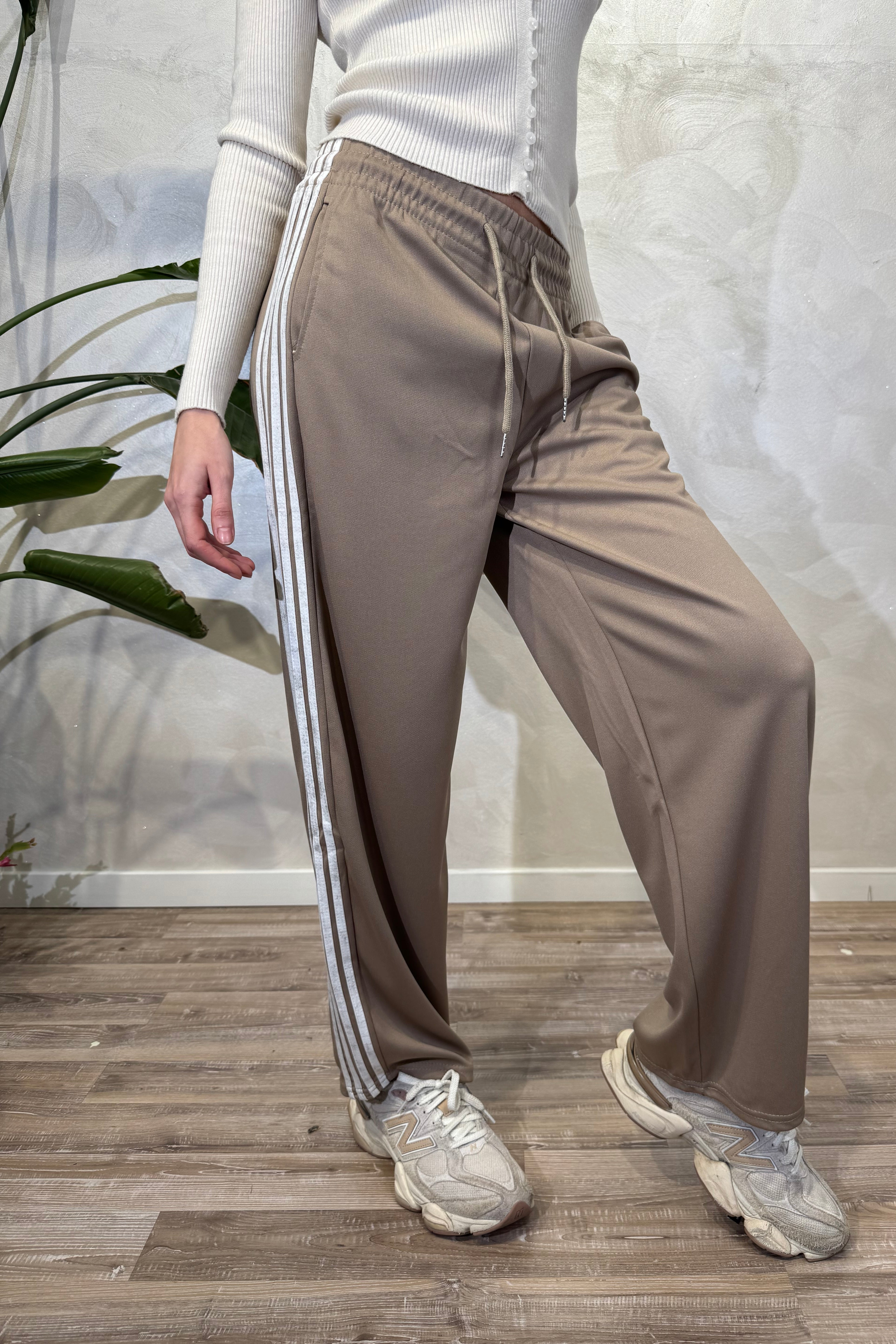 JOGGER STRIPE PANTA CON BANDE LATERALI COL. SABBIA