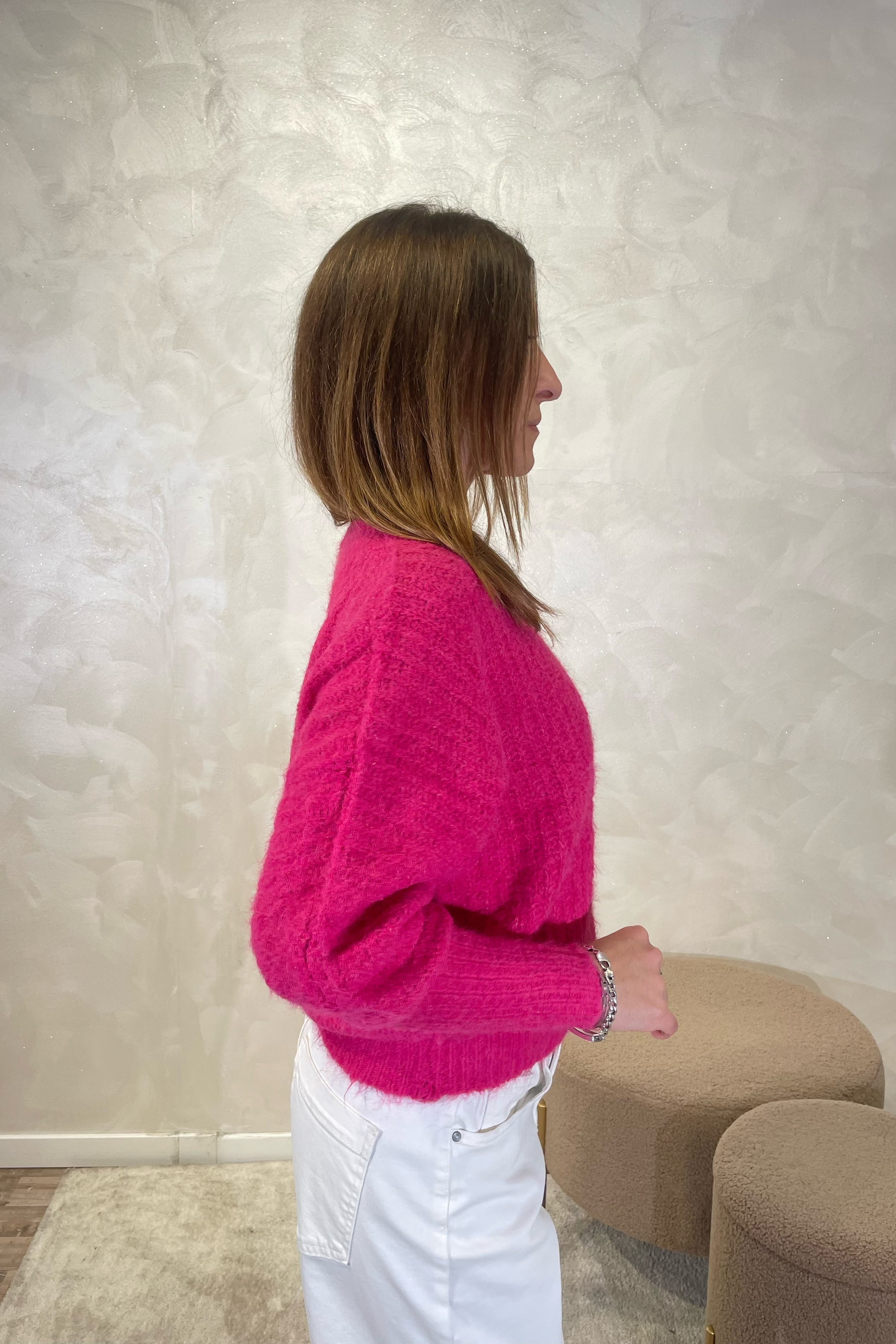 MAGLIONE SCOLLO V COSTA INGLESE COL. BUBBLE PINK