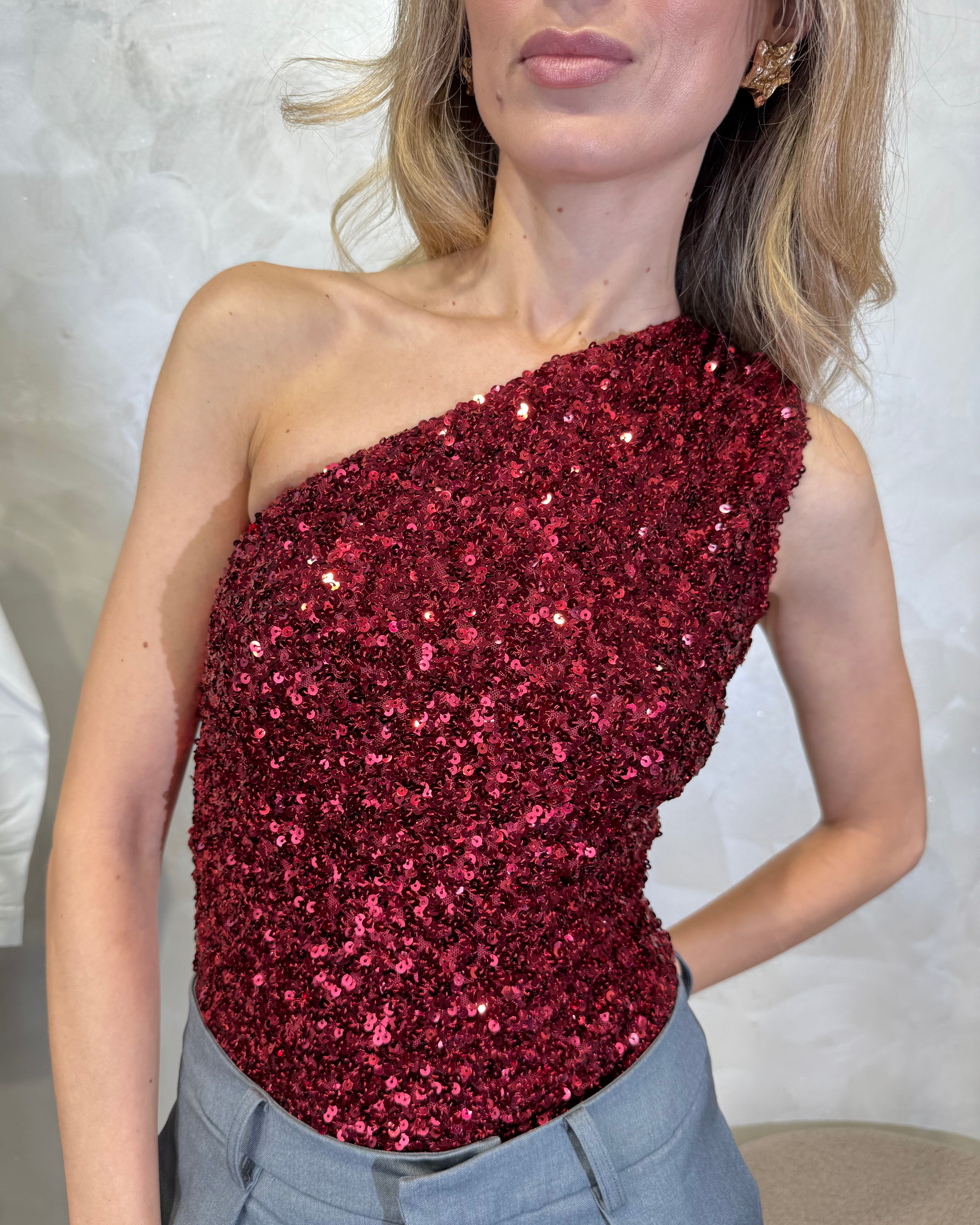 BODY MONOSPALLA IN PILLETTES COL. BORDEAUX