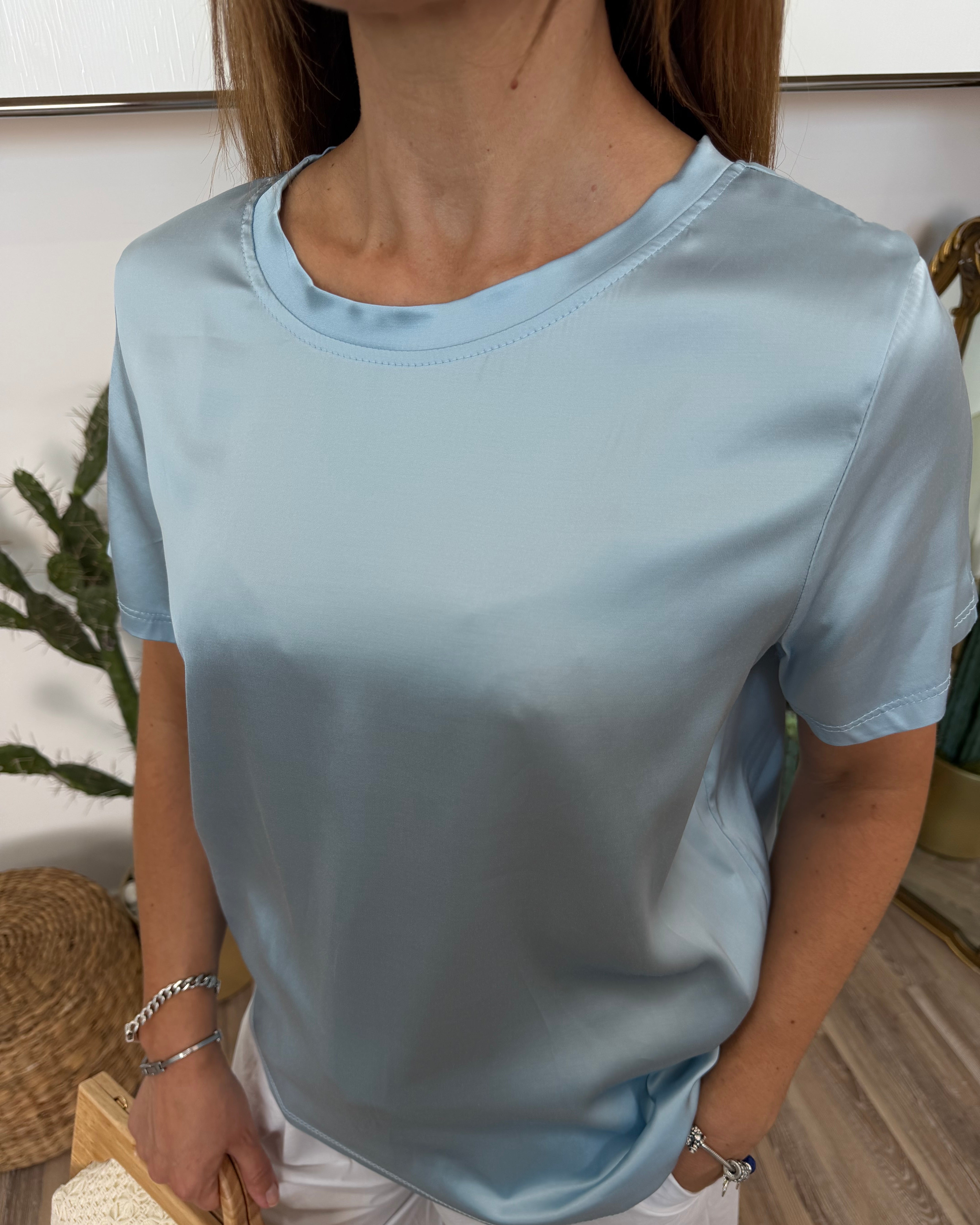 T-SHIRT AMPIA INVISCOSA SATINATA ELASTICIZZATA COL. POLVERE