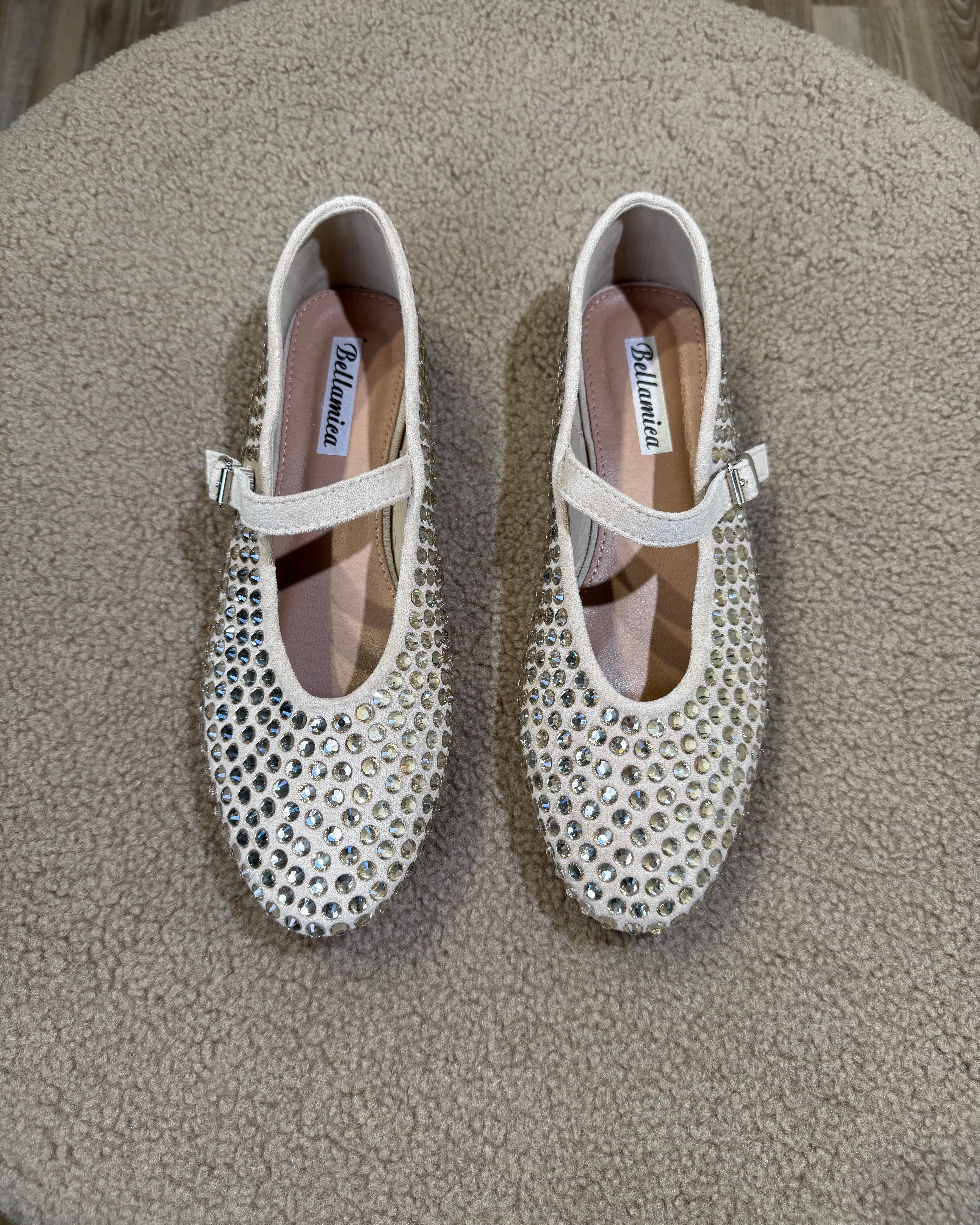 BALLERINE CON BORCHIE E CINTURINO COL.CAMEL