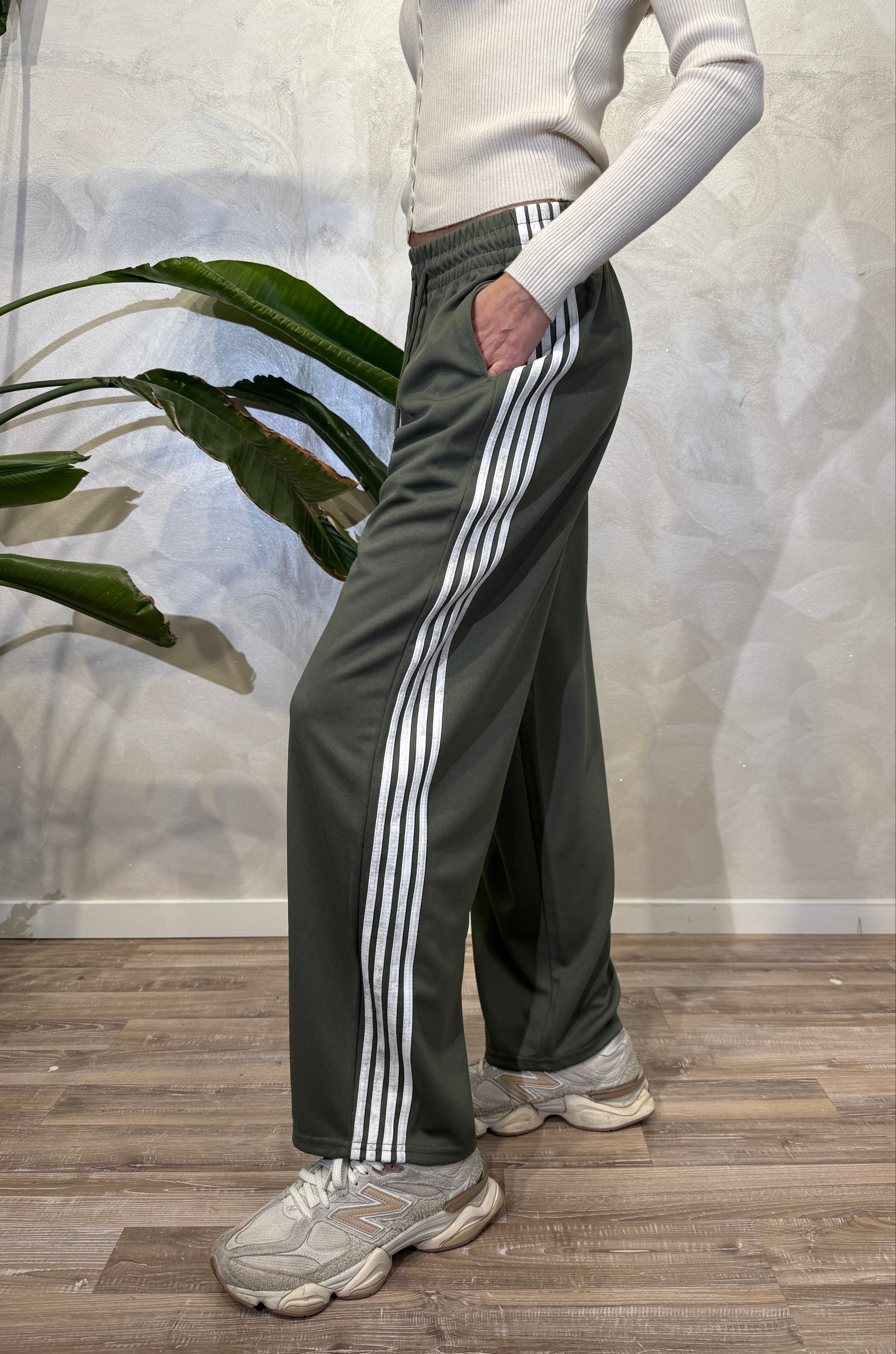 JOGGER STRIPE PANTA CON BANDE LATERALI COL. VERDE