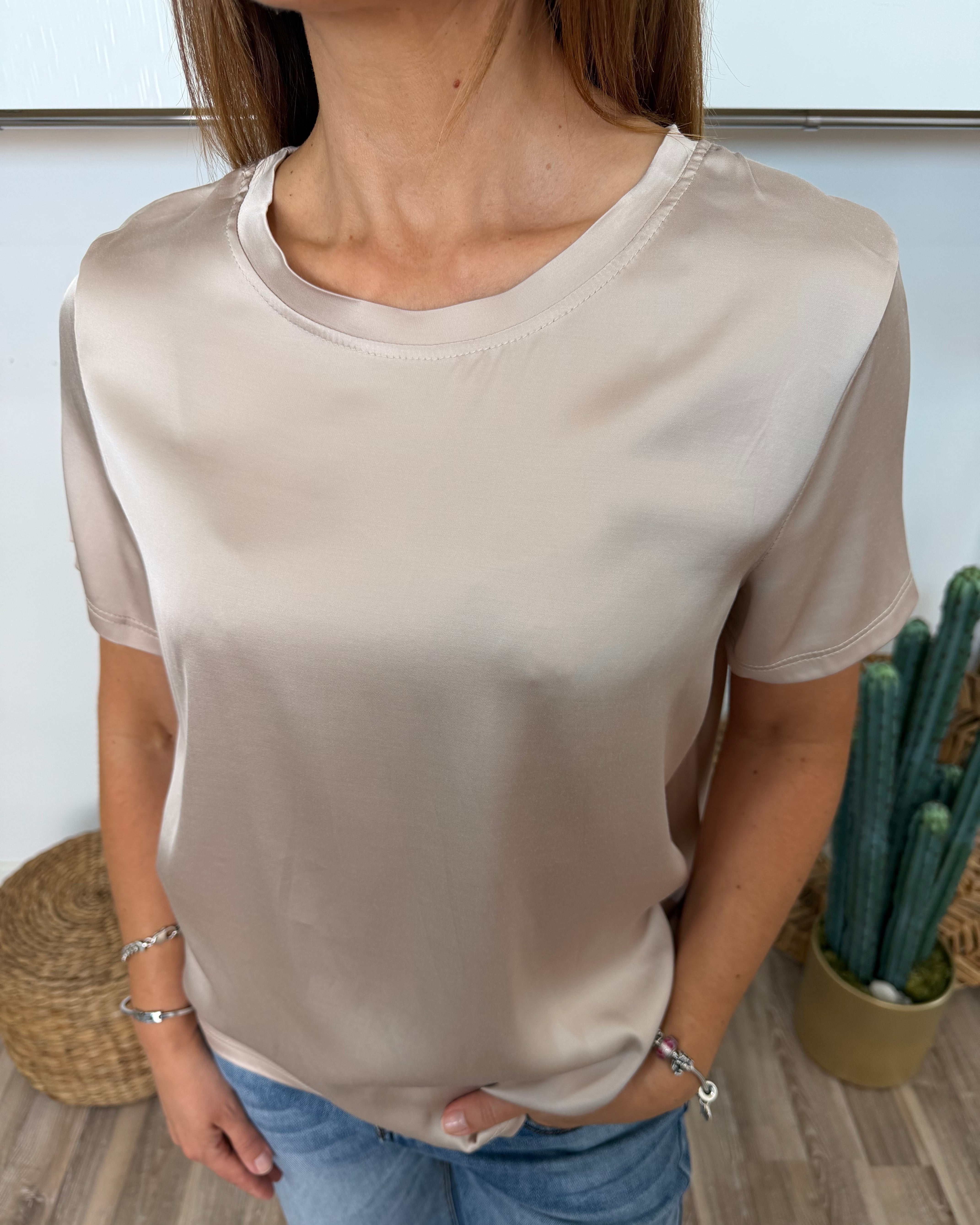 T-SHIRT AMPIA INVISCOSA SATINATA ELASTICIZZATA COL. CHAMPAGNE