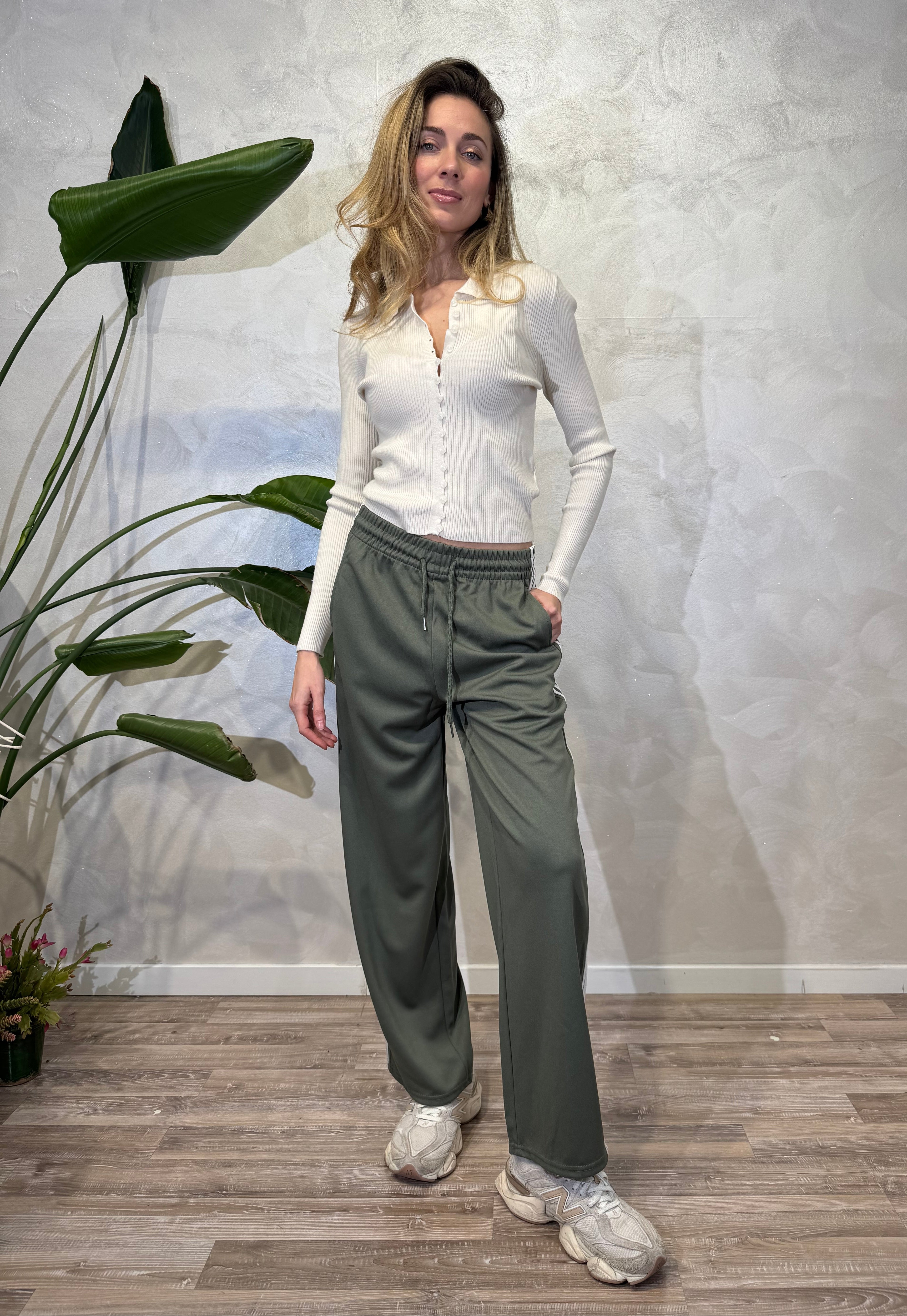JOGGER STRIPE PANTA CON BANDE LATERALI COL. VERDE