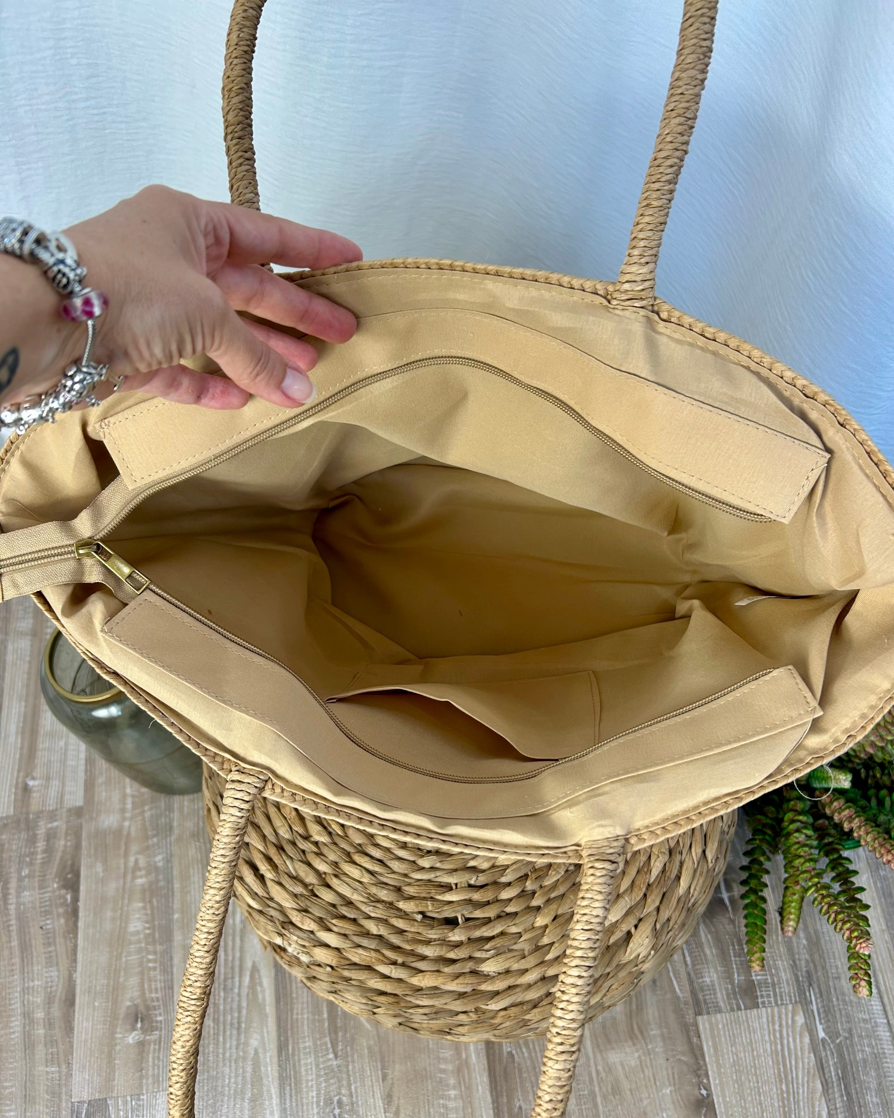 BORSA RAFFIA DECOR INTRECCIATA
