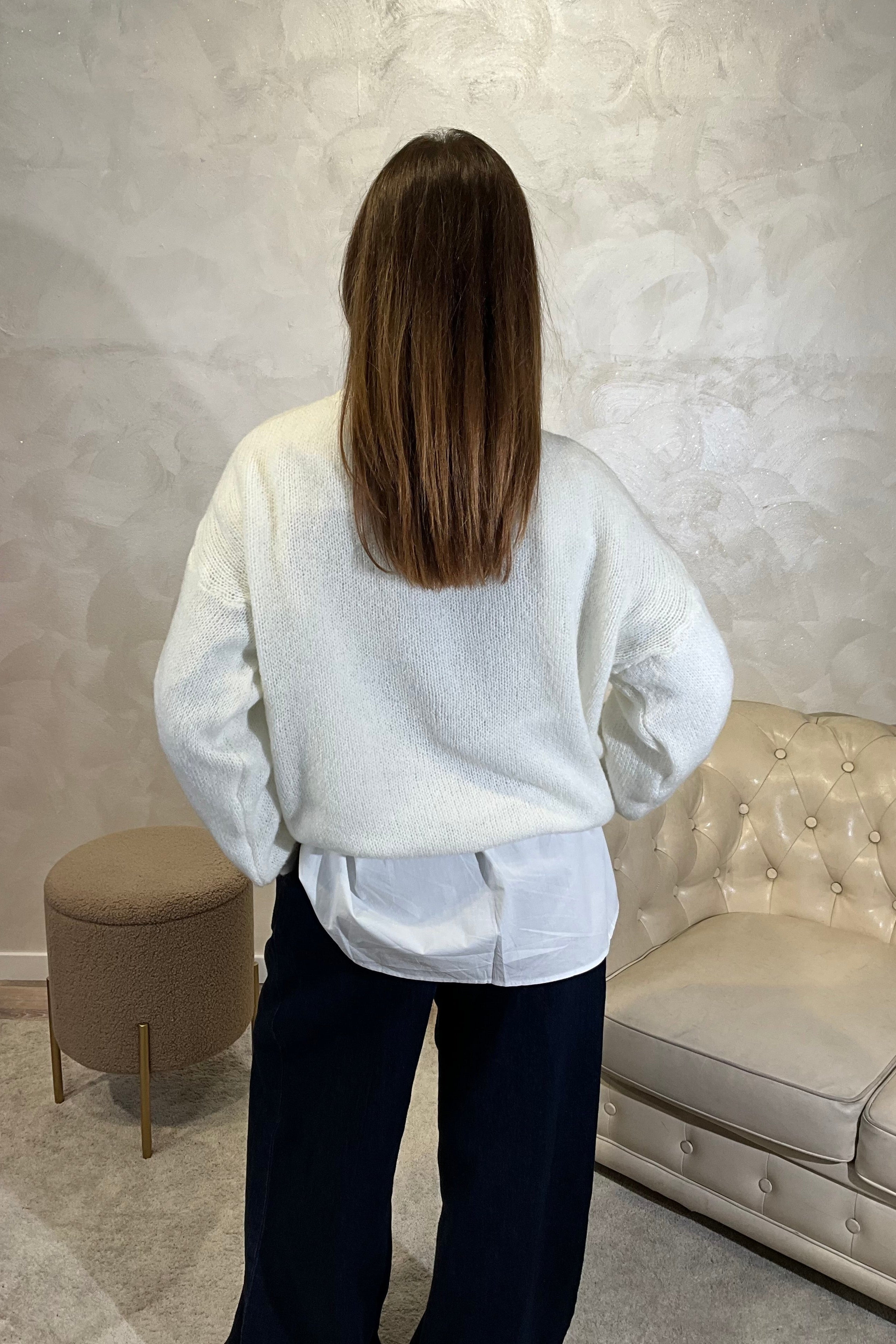 MAGLIONE CON RICAMO "HO SEMPRE RAGIONE" COL.PANNA