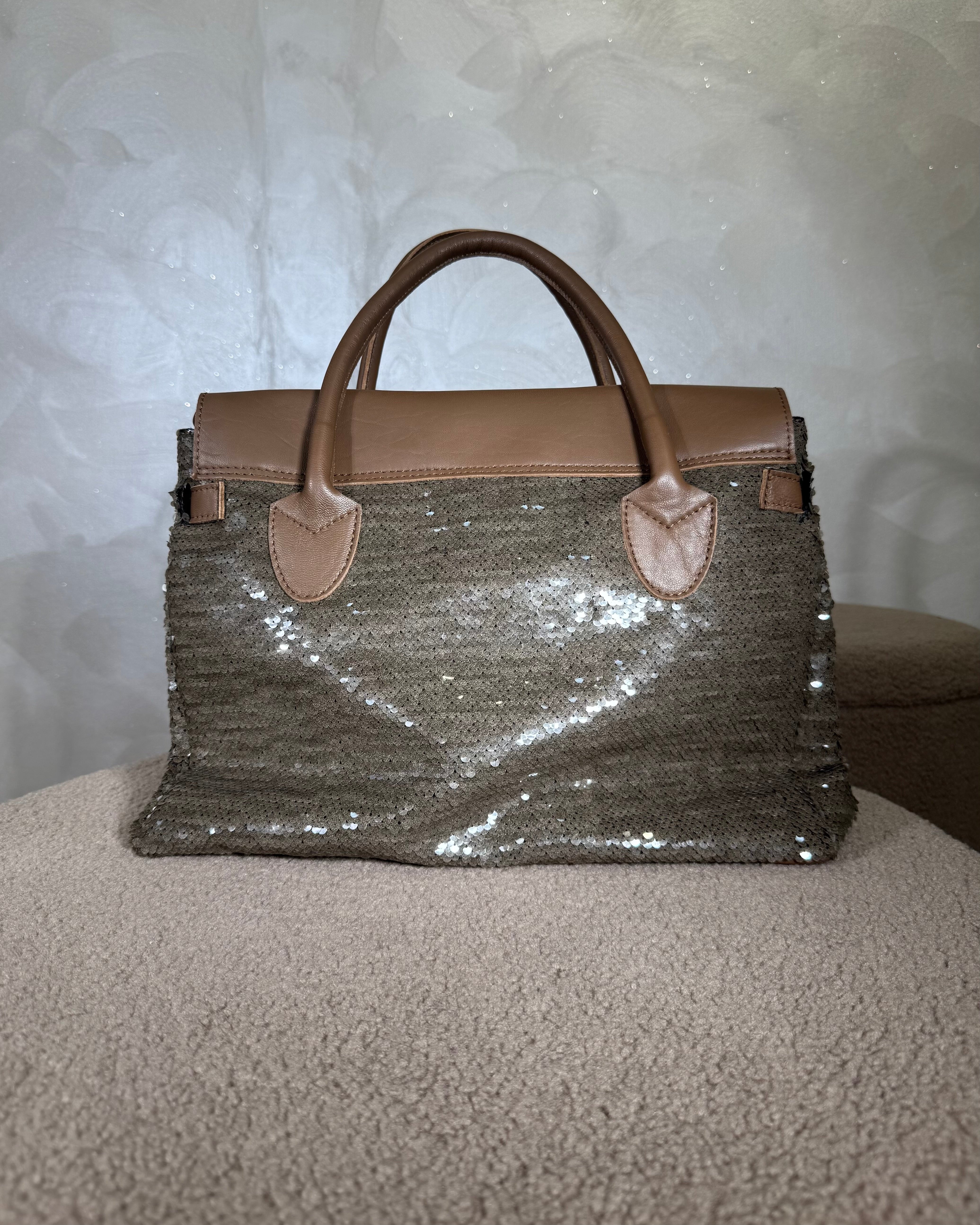 BORSA CON PAILLETTES COL.MARRONE