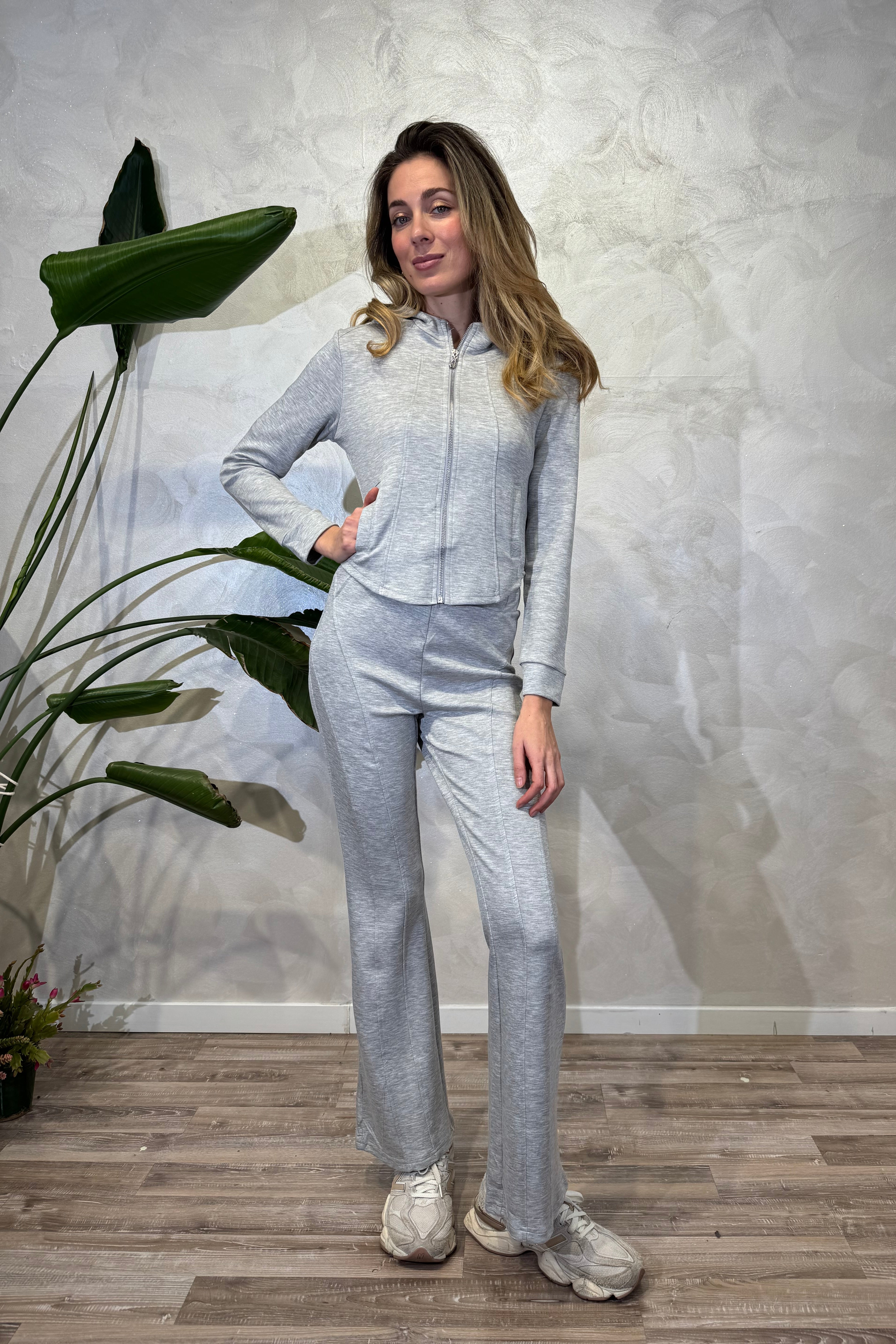 SET TUTA ZIP-UP COL. GRIGIO CHIARO