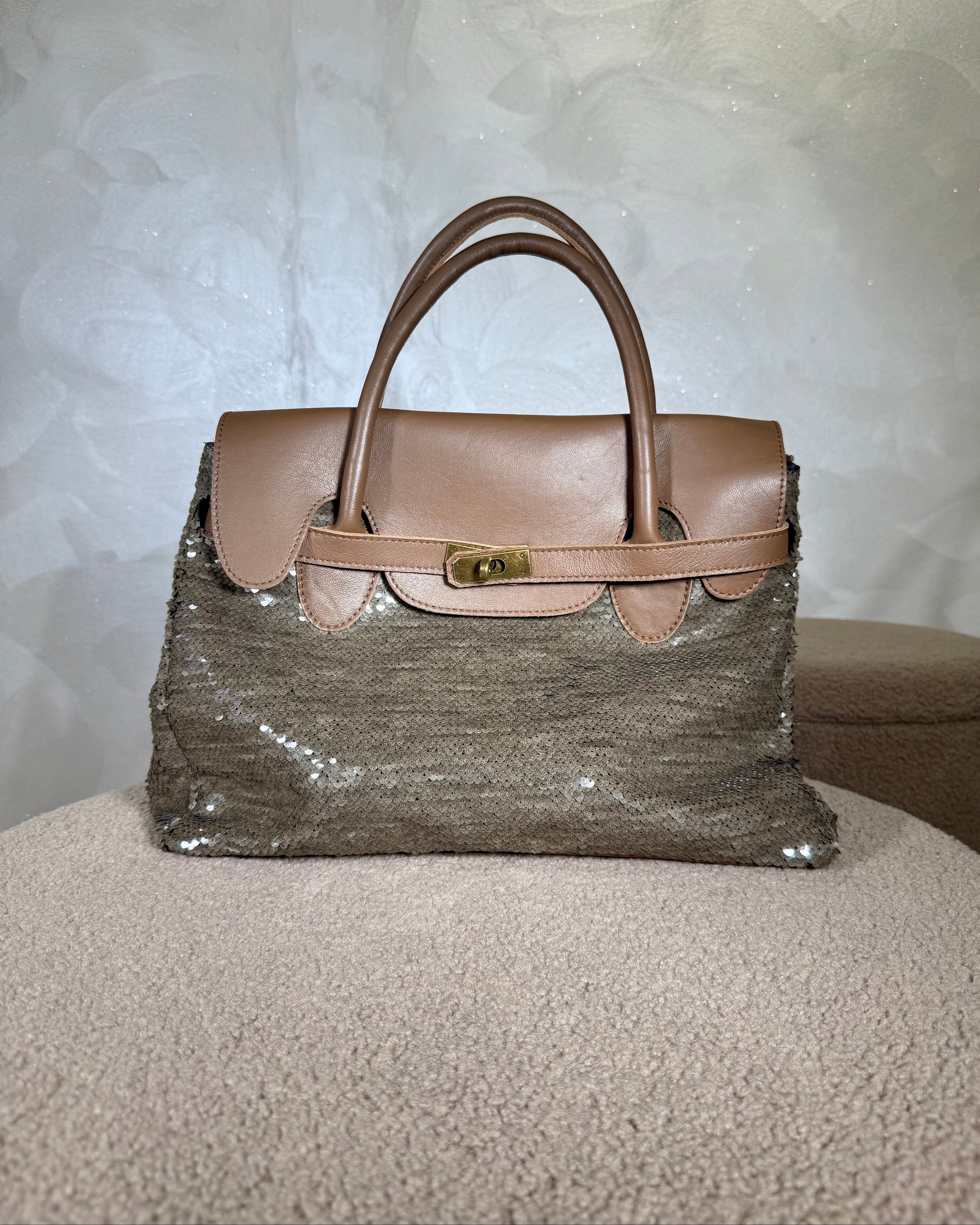 BORSA CON PAILLETTES COL.MARRONE