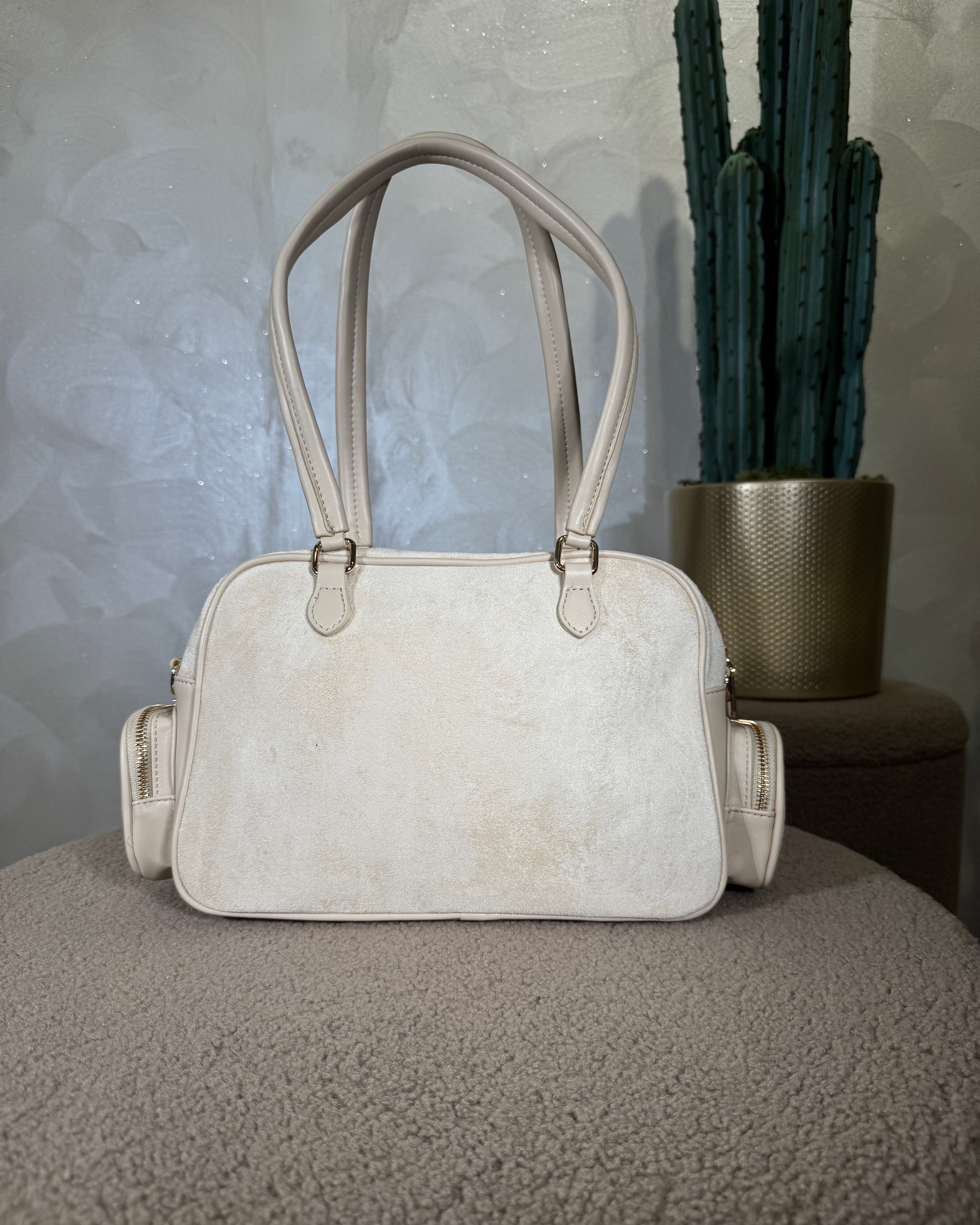 BORSA IN ECO CAMOSCIO MULTI TASCHE COL. BEIGE