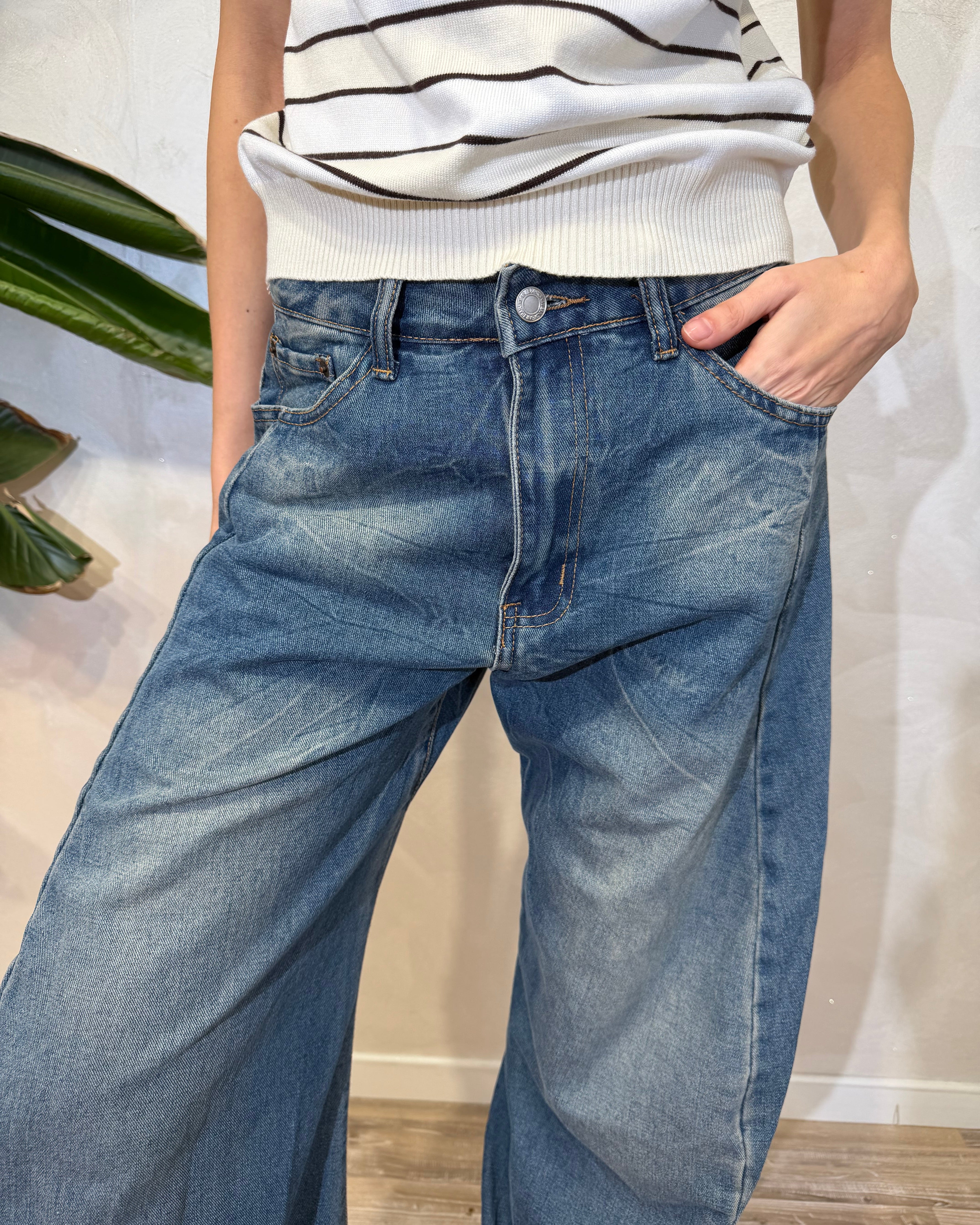 JEANS WIDE LEG COL.MEDIUM DENIM