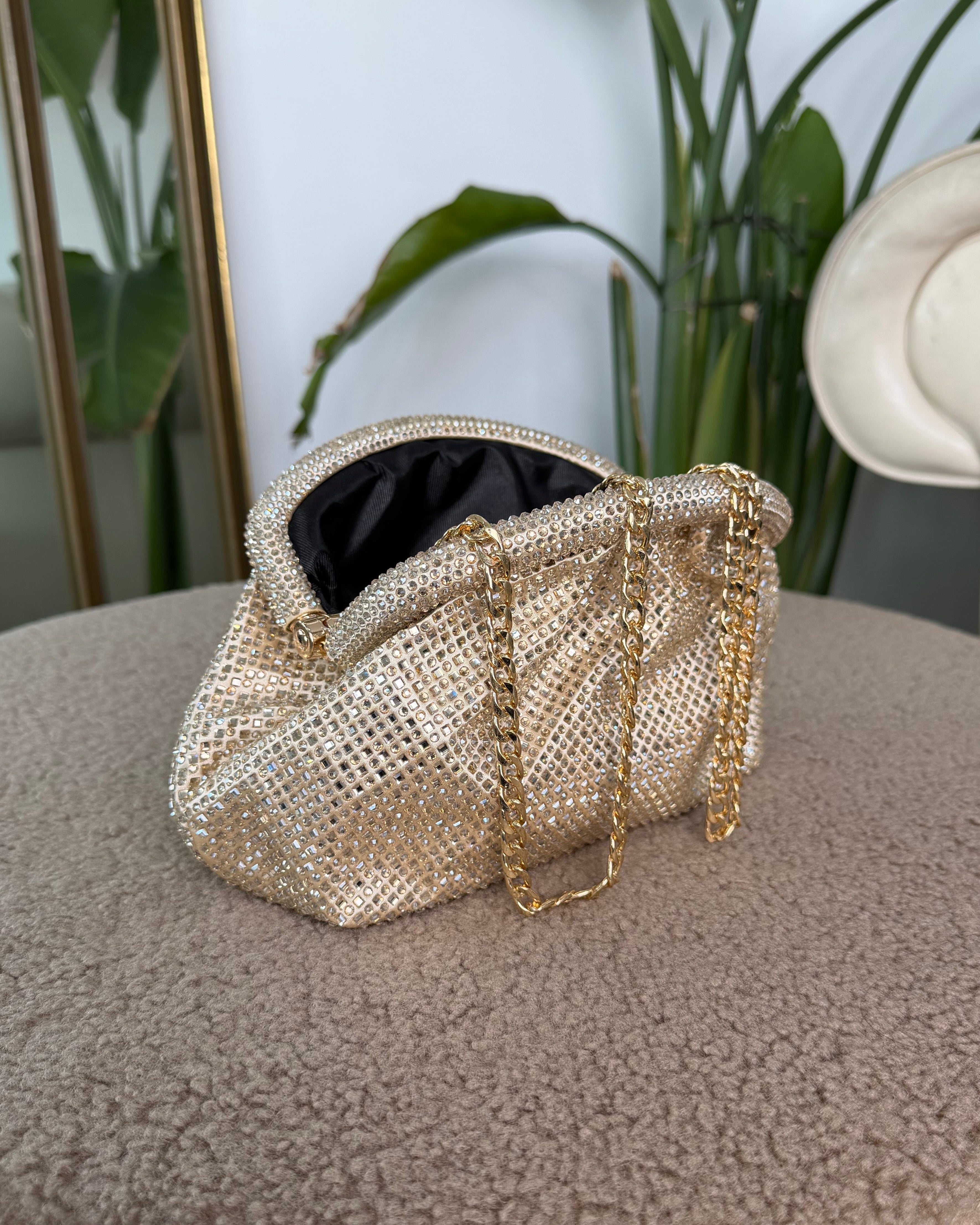 POCHETTE IN MAGLIA METALLICA DORATA COL. ORO