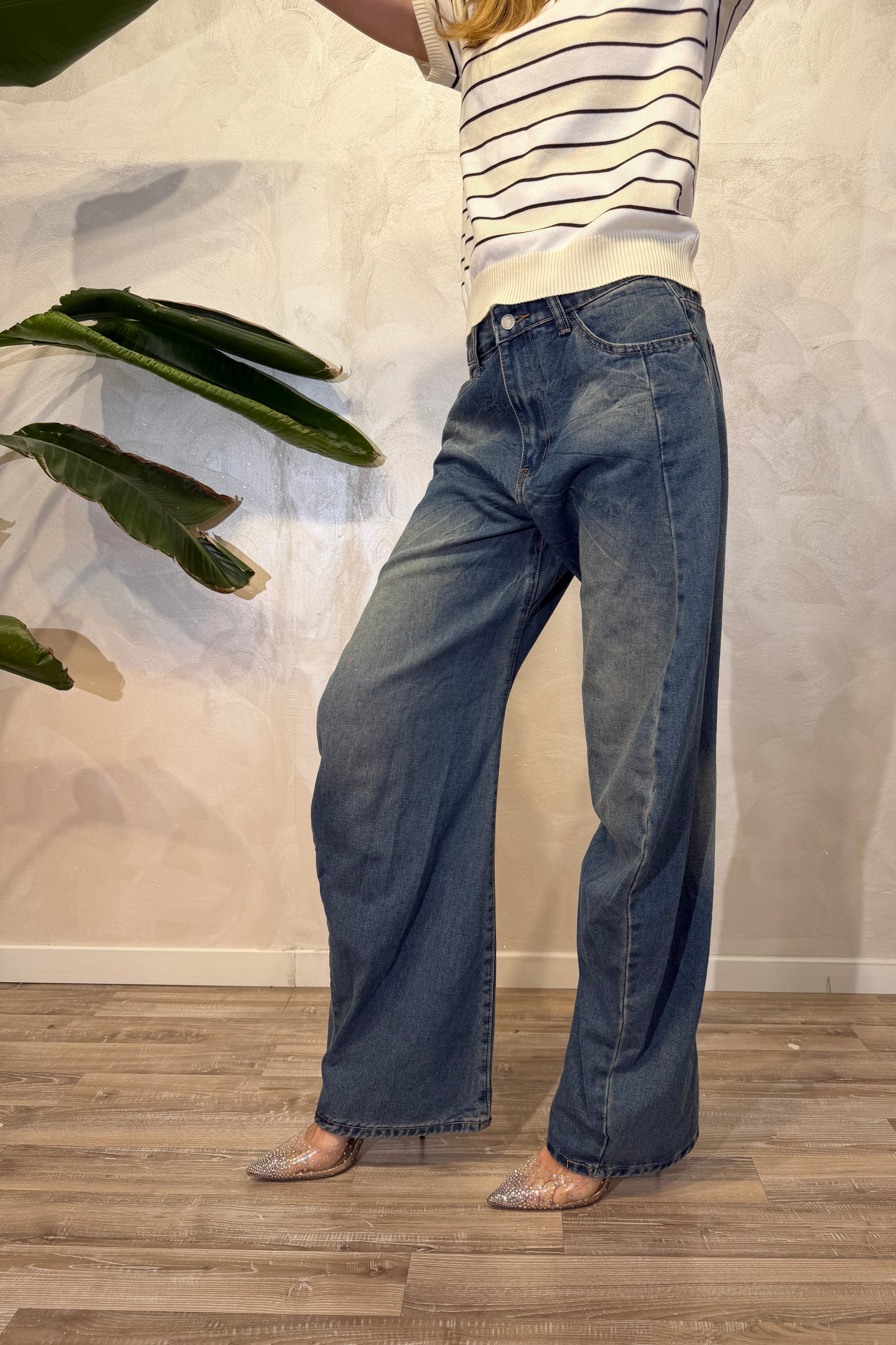 JEANS WIDE LEG COL.MEDIUM DENIM