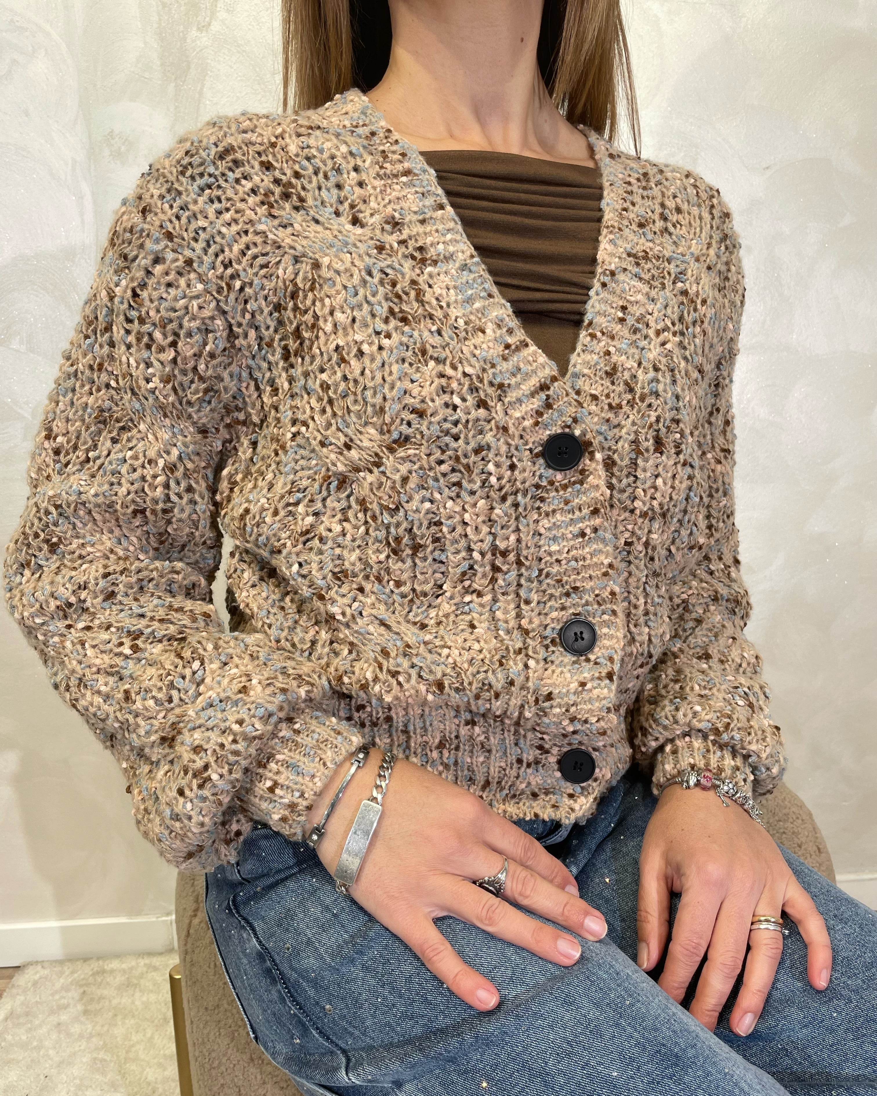 CARDIGAN CHUCKY MULTICOLOR COL.CAMEL