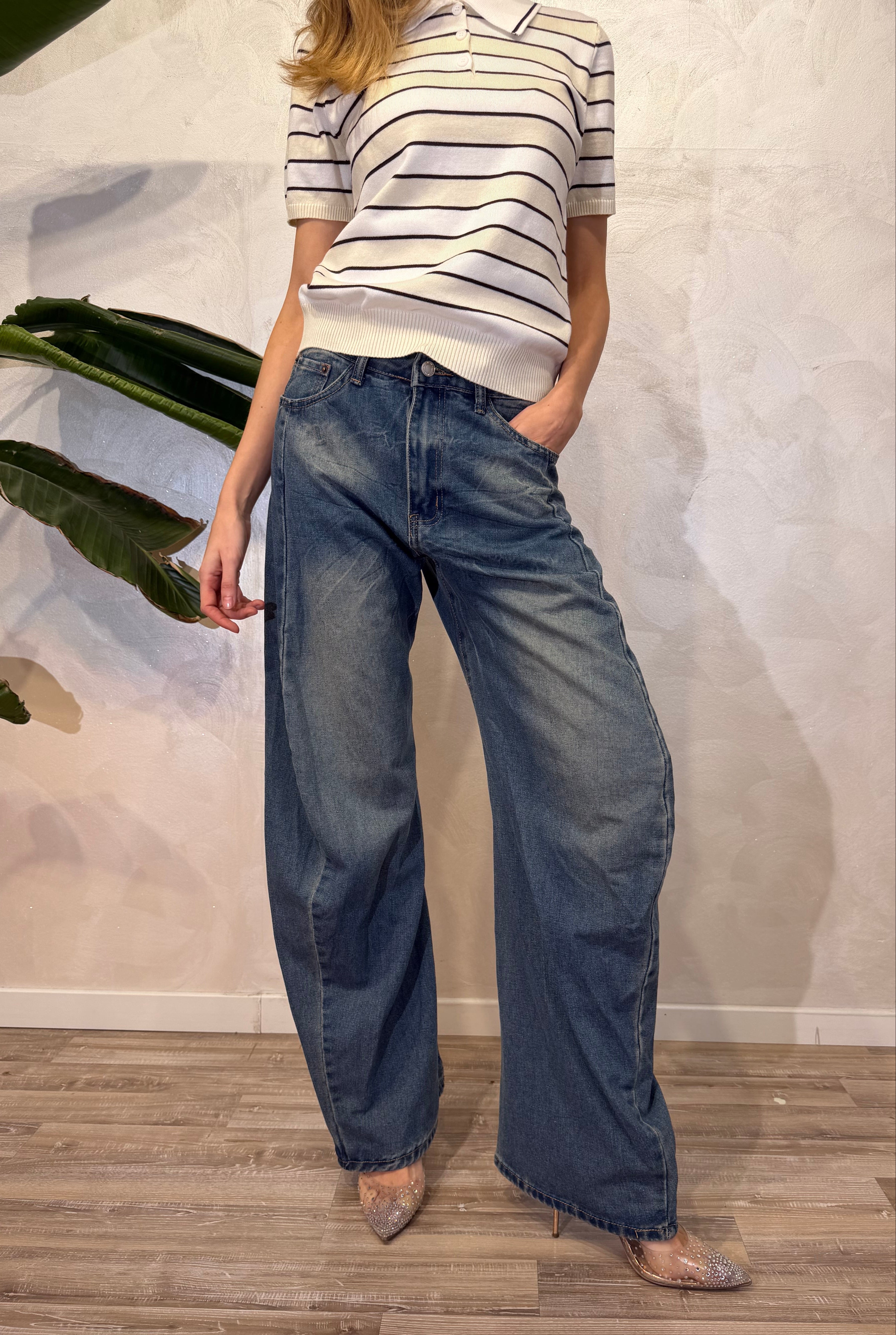 JEANS WIDE LEG COL.MEDIUM DENIM
