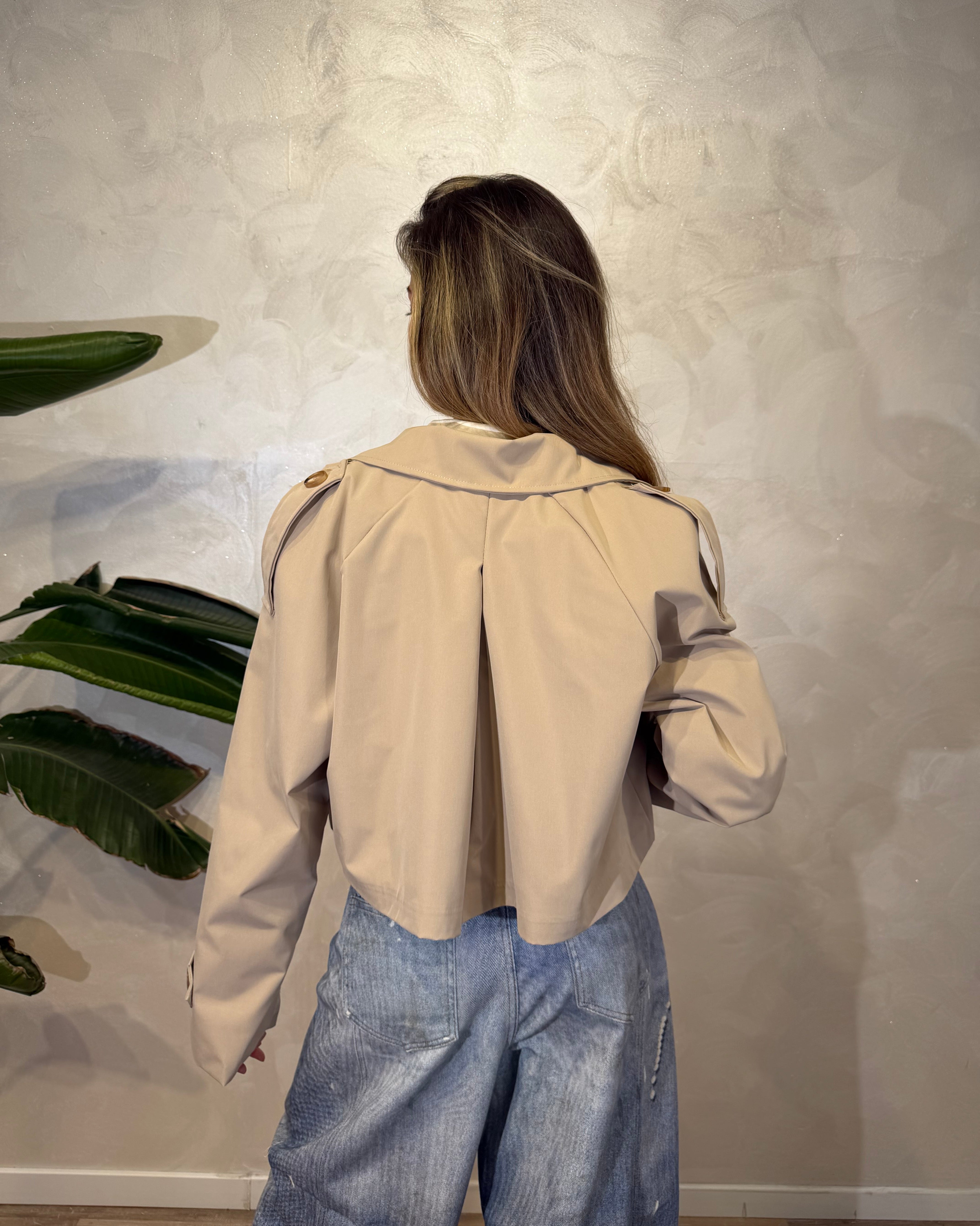 TRENCH CORTO IN GABARDINA 2 BOTTINI COL. SABBIA