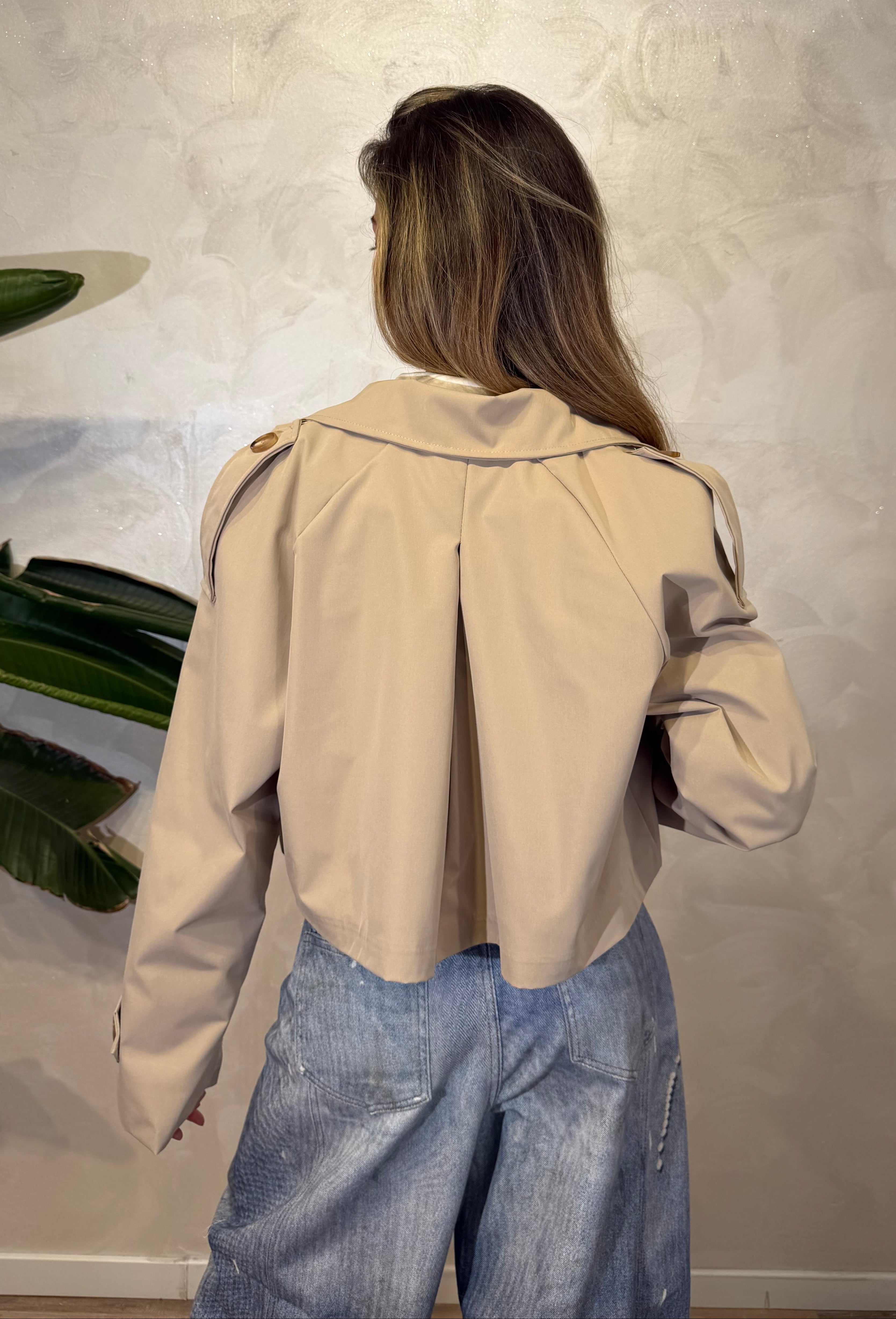 TRENCH CORTO IN GABARDINA 2 BOTTINI COL. SABBIA
