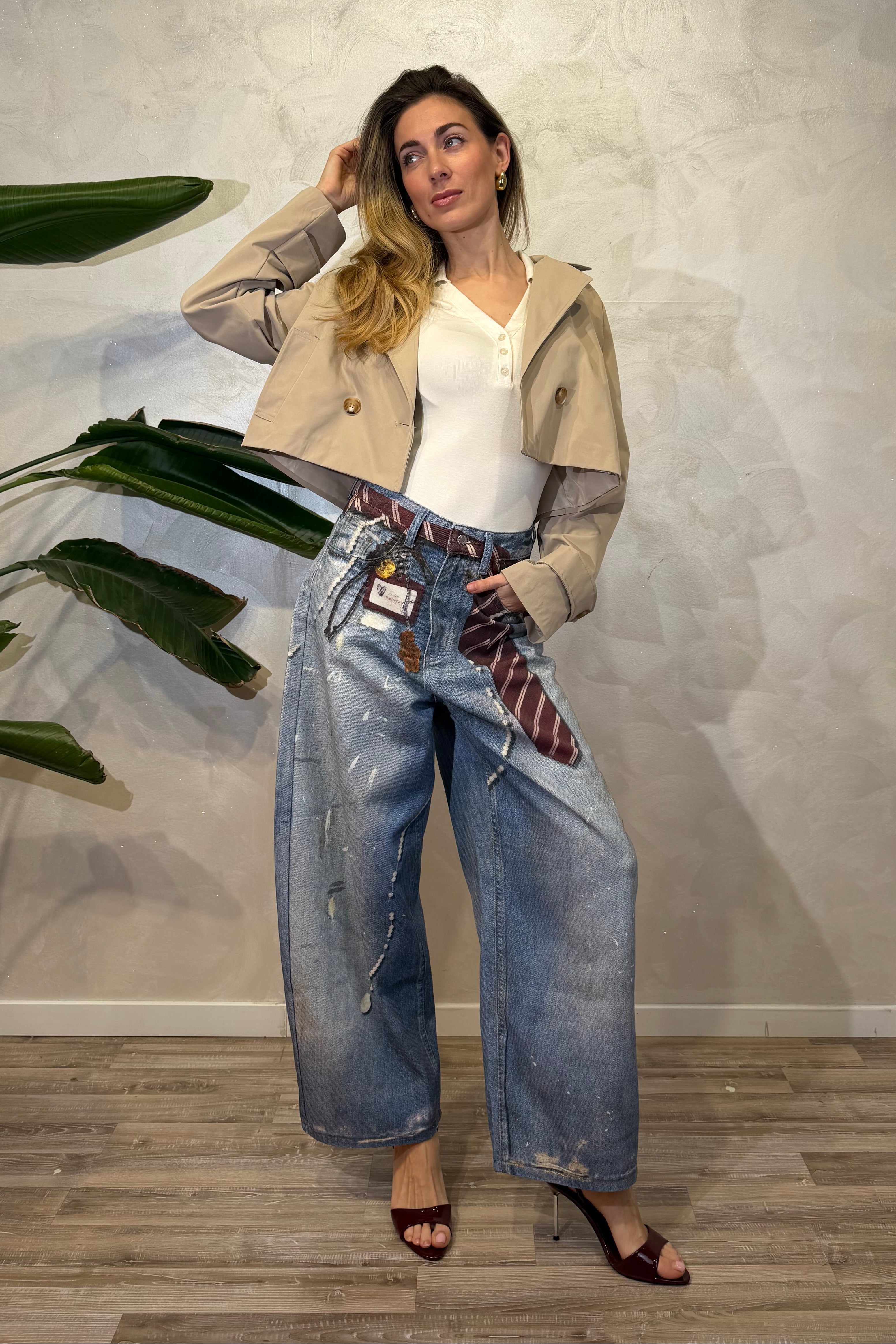 TRENCH CORTO IN GABARDINA 2 BOTTINI COL. SABBIA