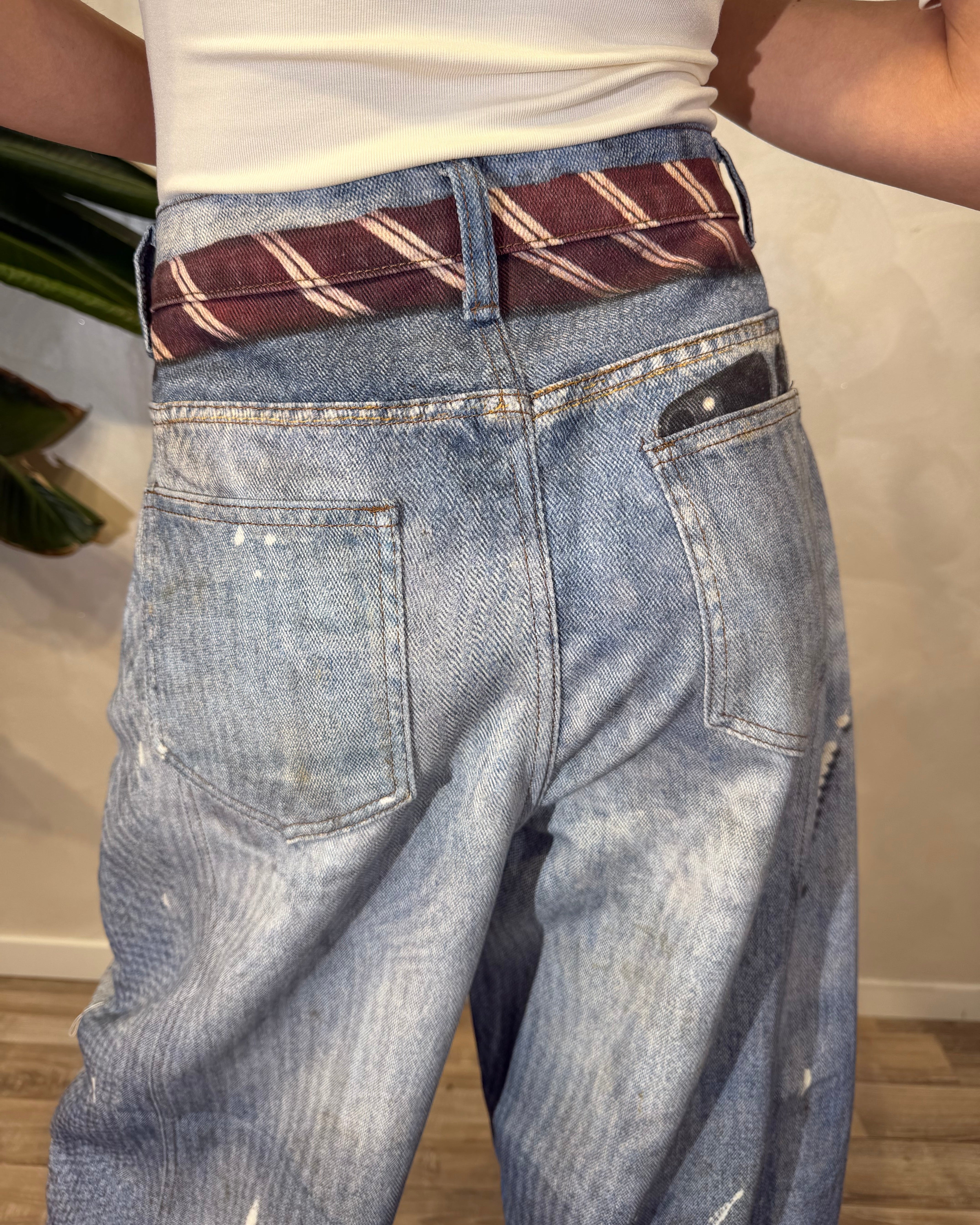 JEANS BALLOON BELT PRINT