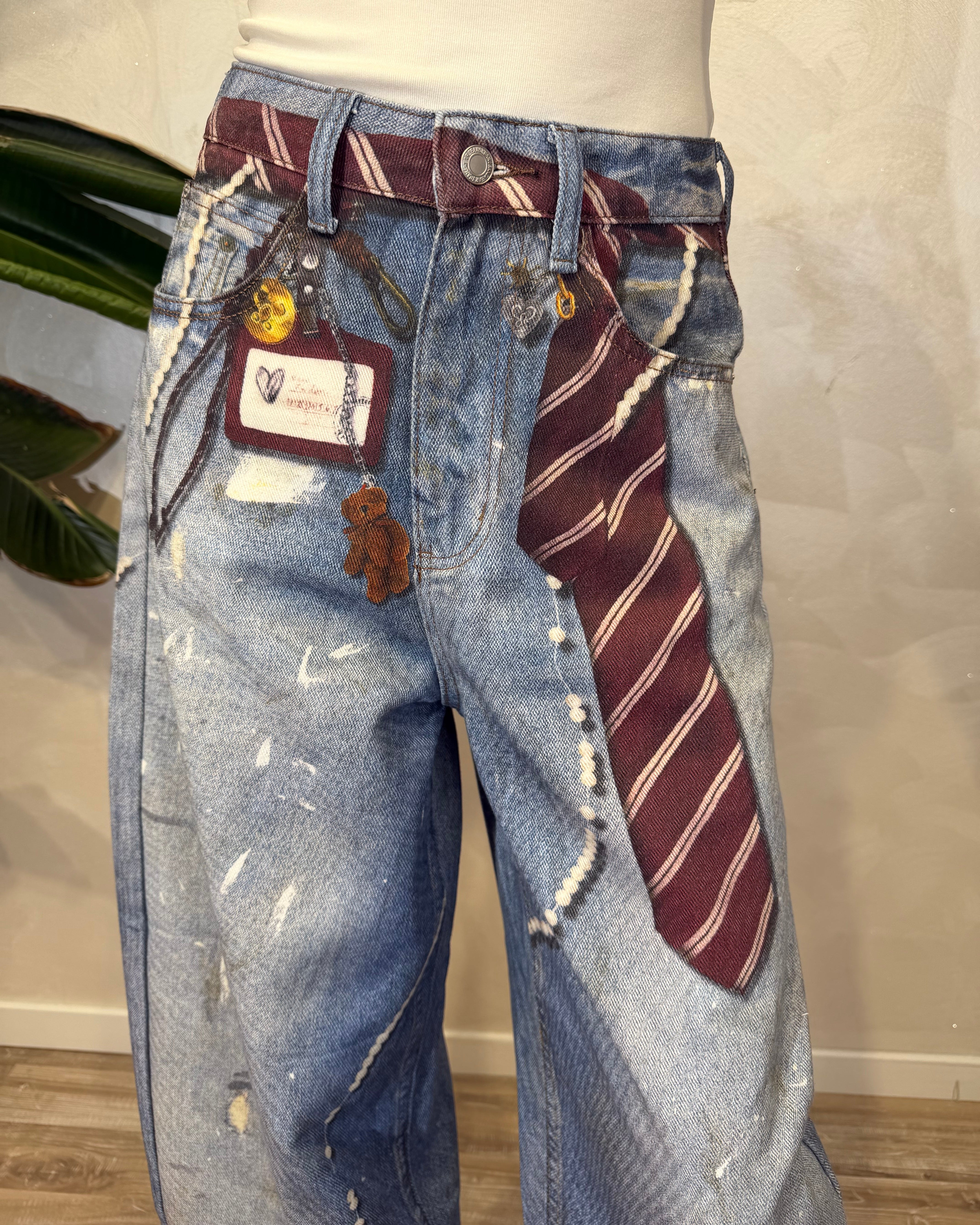 JEANS BALLOON BELT PRINT