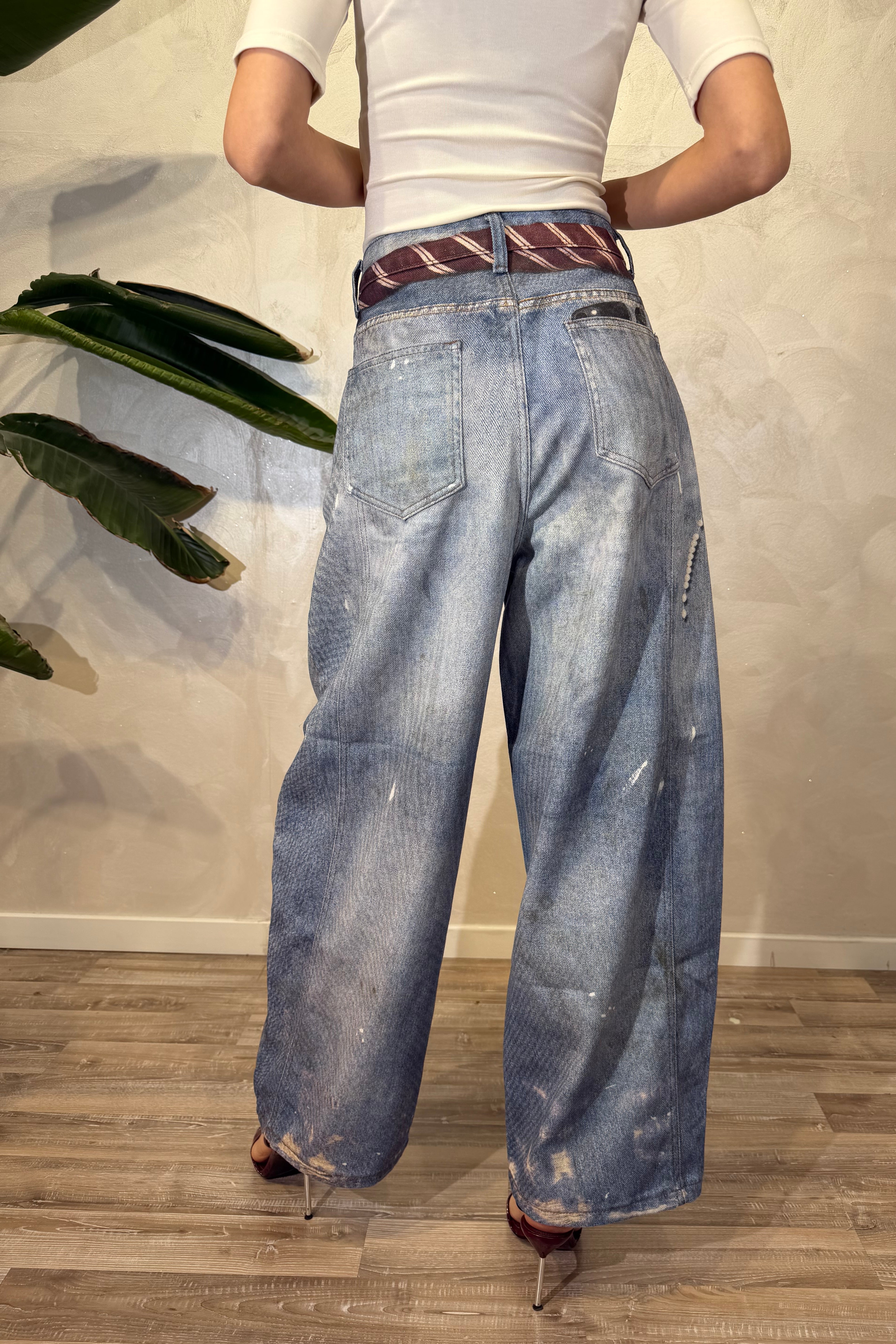 JEANS BALLOON BELT PRINT